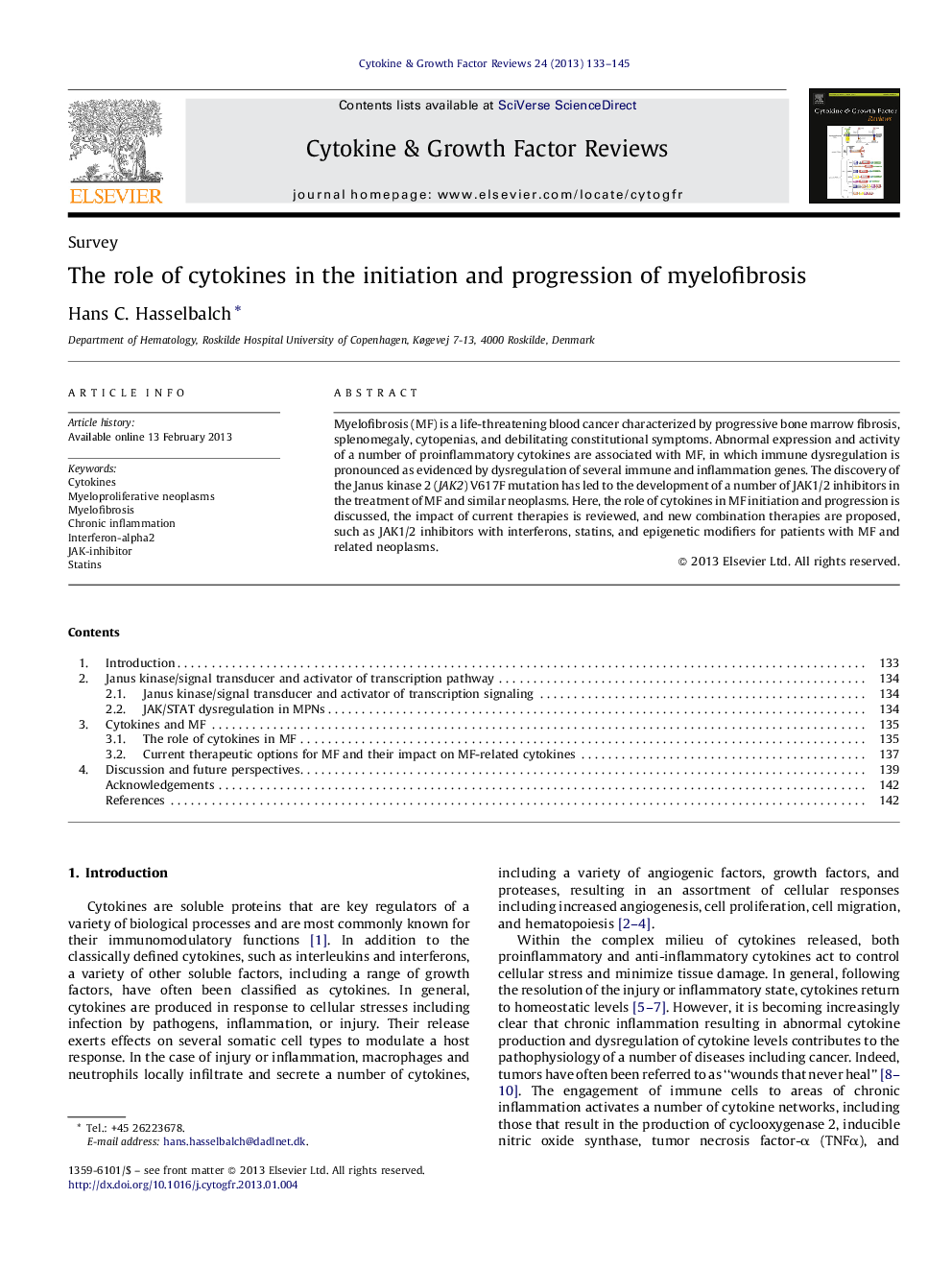 The role of cytokines in the initiation and progression of myelofibrosis