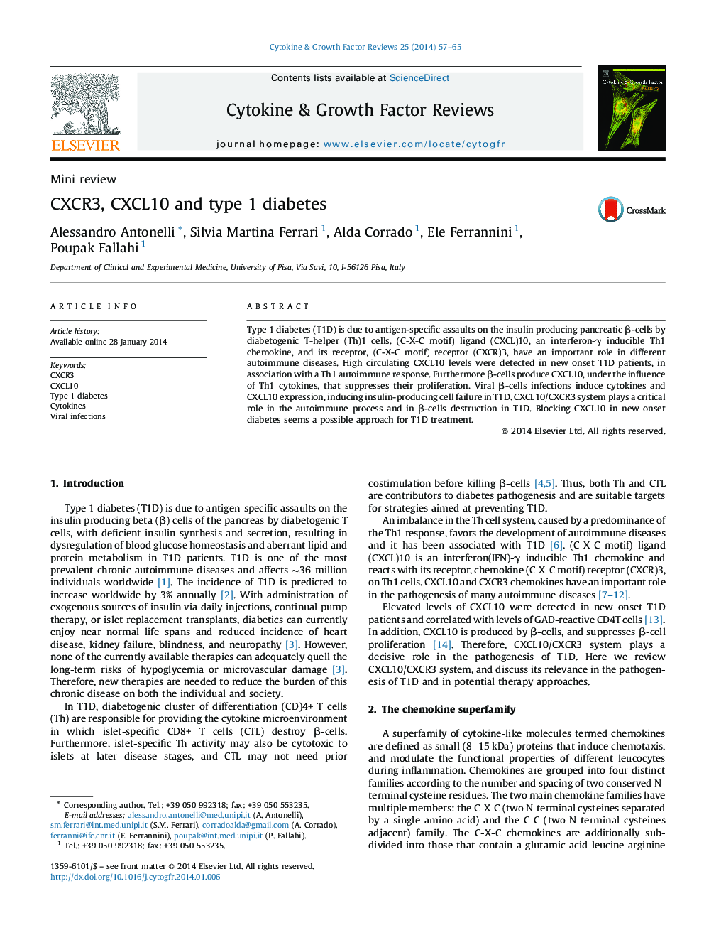 CXCR3, CXCL10 and type 1 diabetes