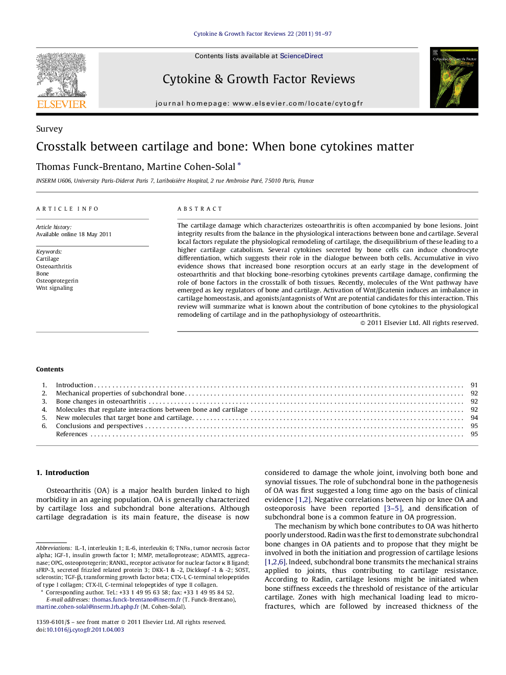 Crosstalk between cartilage and bone: When bone cytokines matter