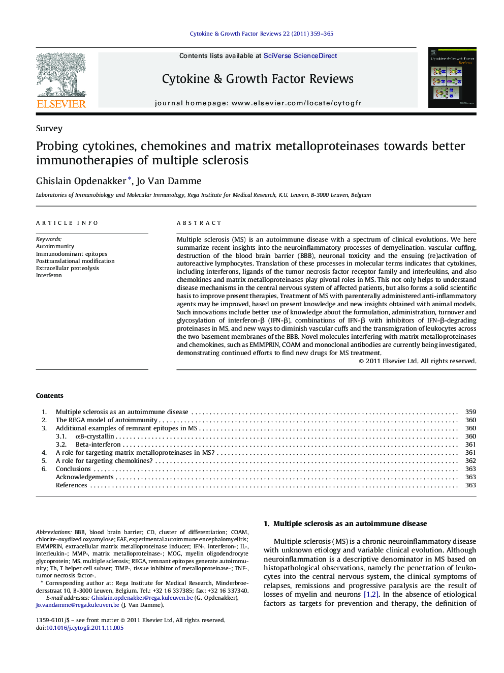 Probing cytokines, chemokines and matrix metalloproteinases towards better immunotherapies of multiple sclerosis