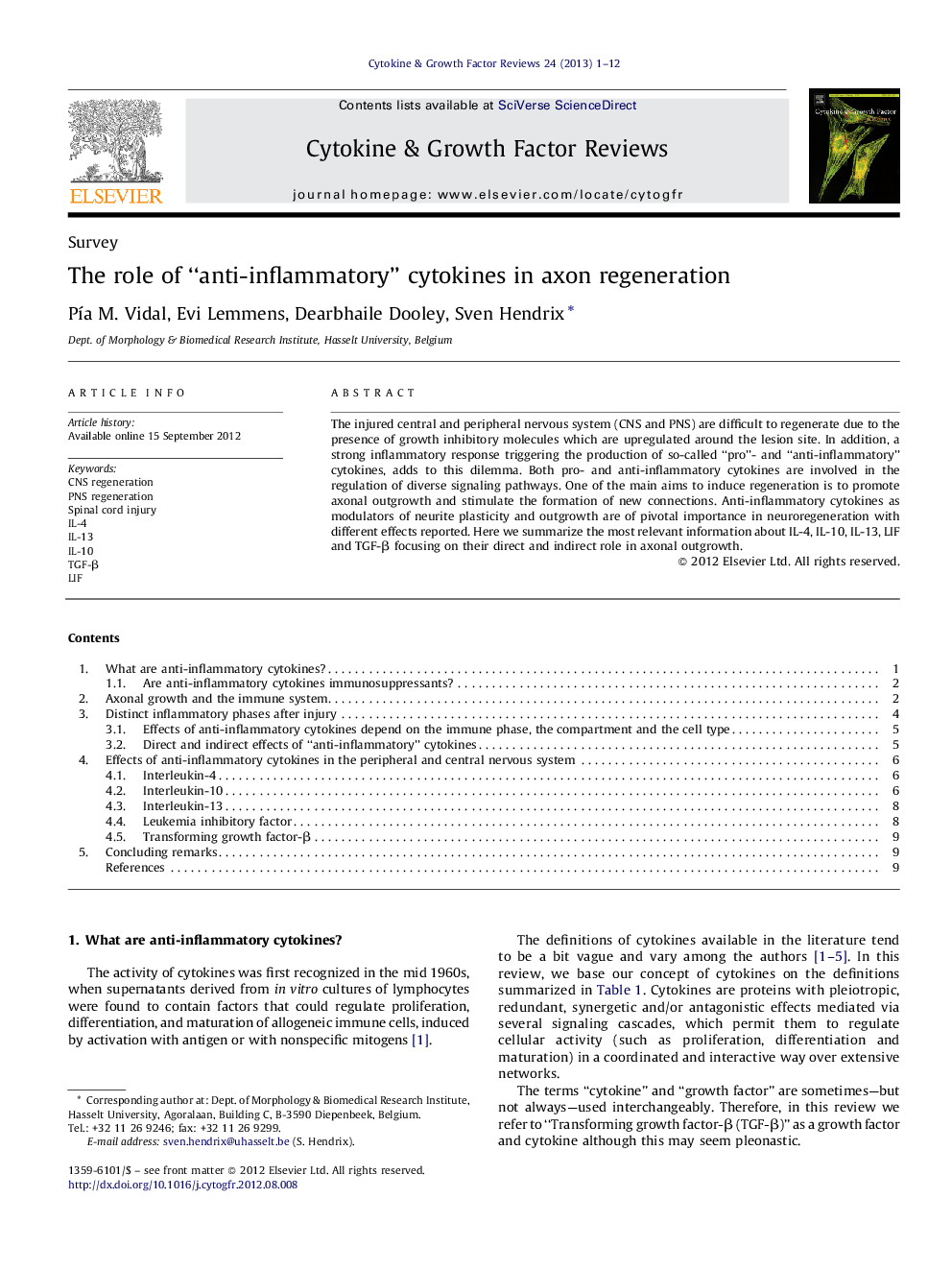 The role of “anti-inflammatory” cytokines in axon regeneration