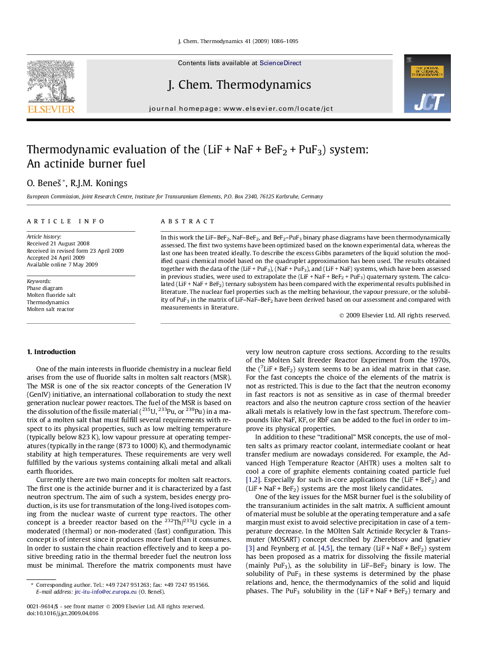 Thermodynamic evaluation of the (LiF + NaF + BeF2 + PuF3) system: An actinide burner fuel