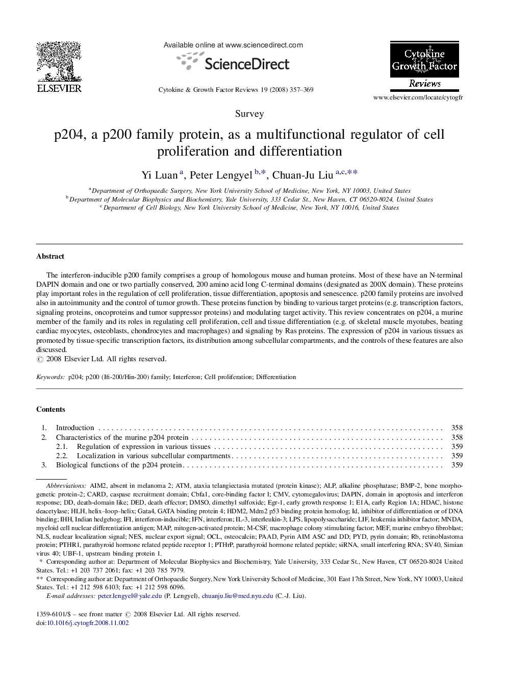 p204, a p200 family protein, as a multifunctional regulator of cell proliferation and differentiation