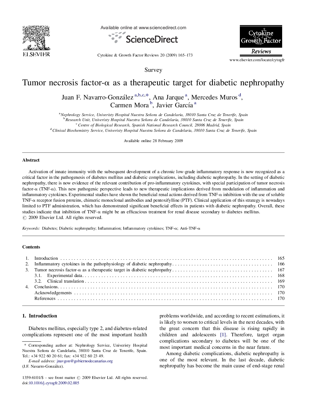 Tumor necrosis factor-α as a therapeutic target for diabetic nephropathy