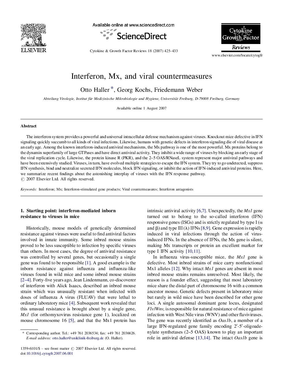 Interferon, Mx, and viral countermeasures