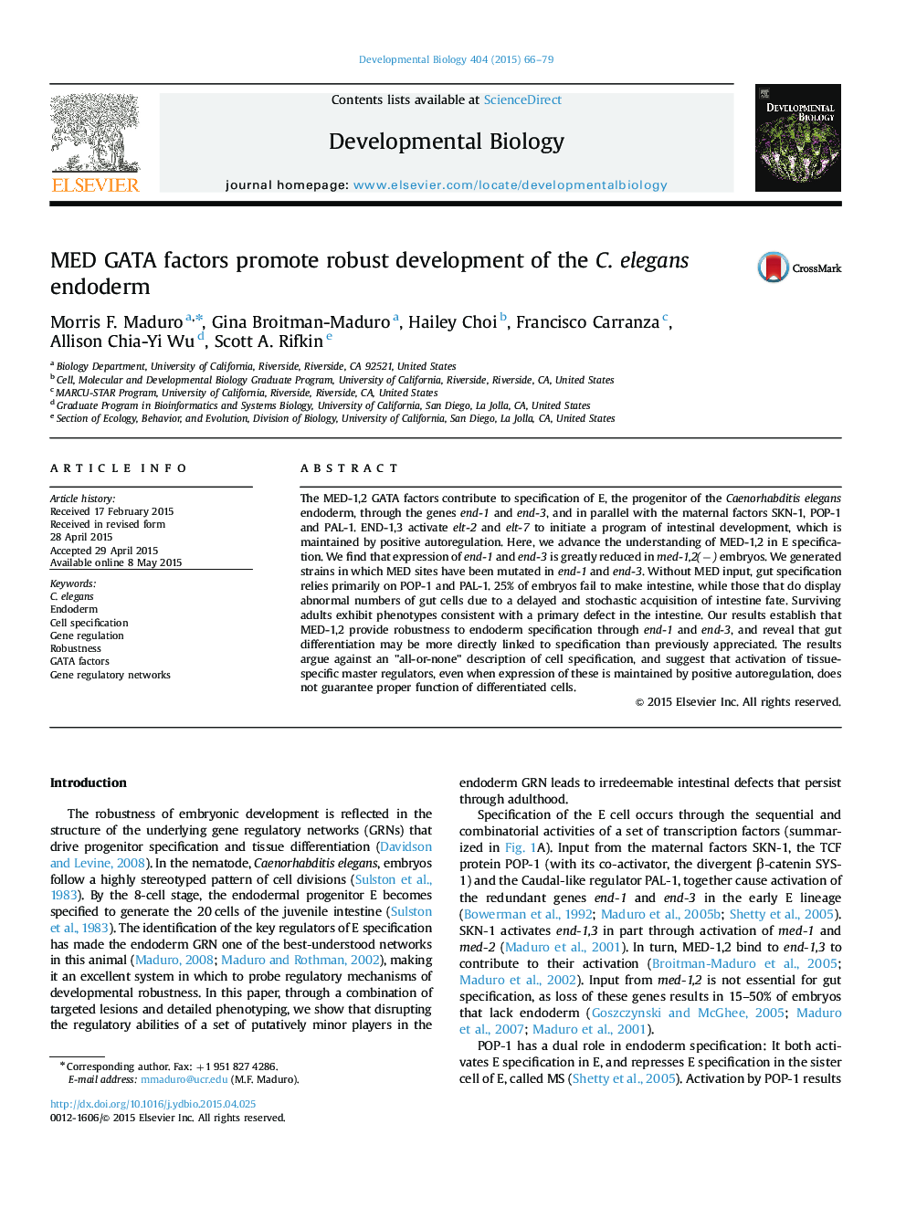 MED GATA factors promote robust development of the C. elegans endoderm