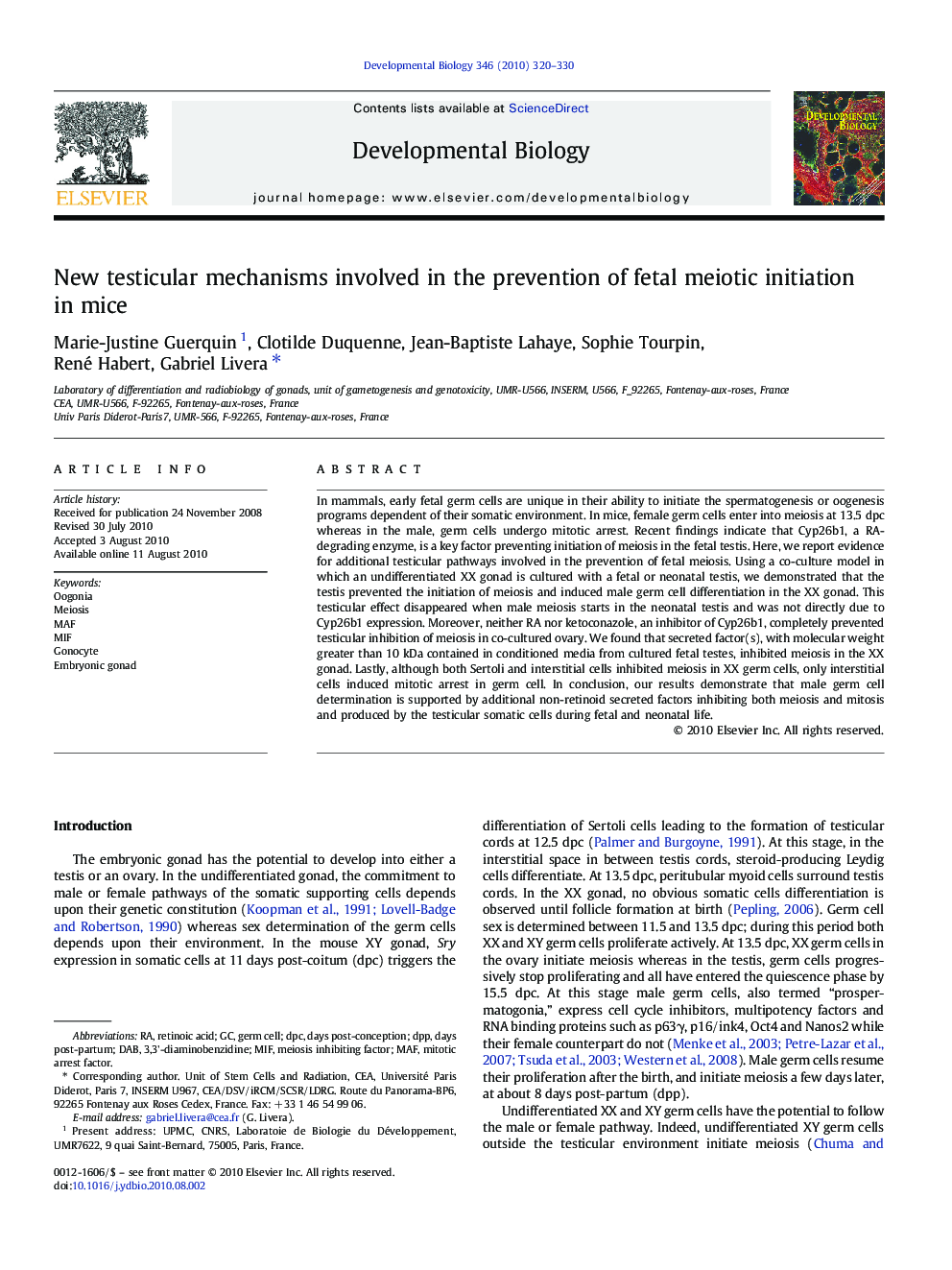 New testicular mechanisms involved in the prevention of fetal meiotic initiation in mice