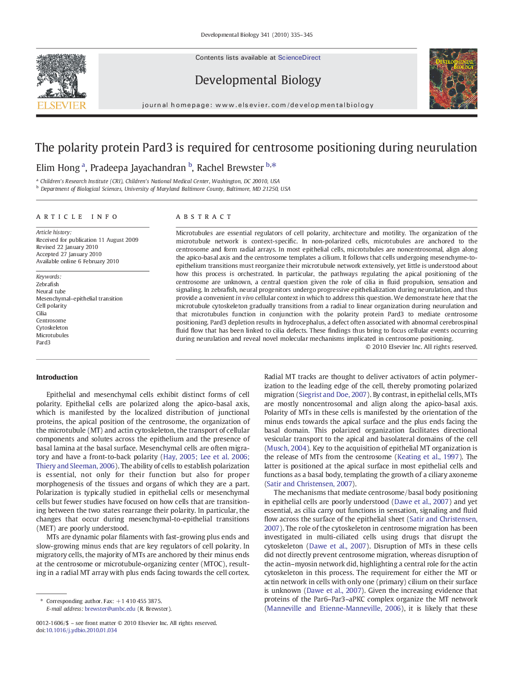 The polarity protein Pard3 is required for centrosome positioning during neurulation