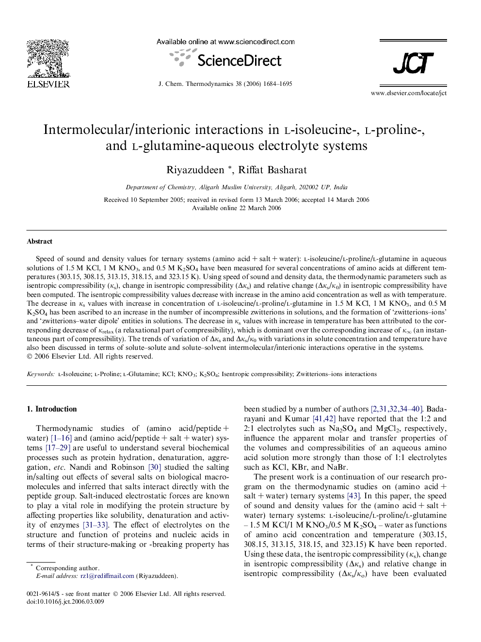 Intermolecular/interionic interactions in l-isoleucine-, l-proline-, and l-glutamine-aqueous electrolyte systems