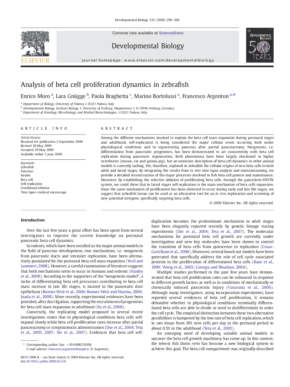 Analysis of beta cell proliferation dynamics in zebrafish