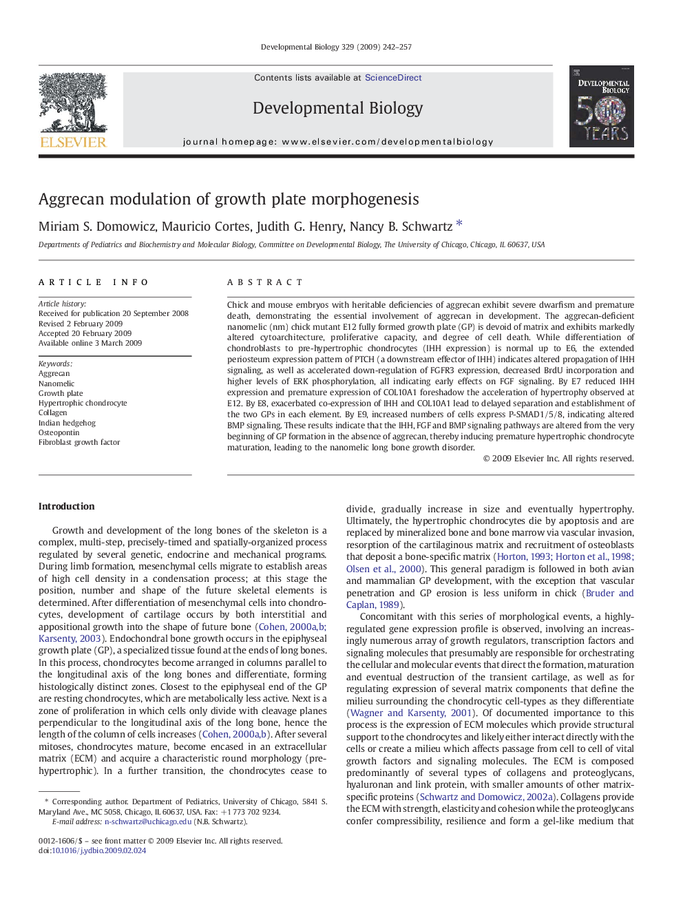 Aggrecan modulation of growth plate morphogenesis