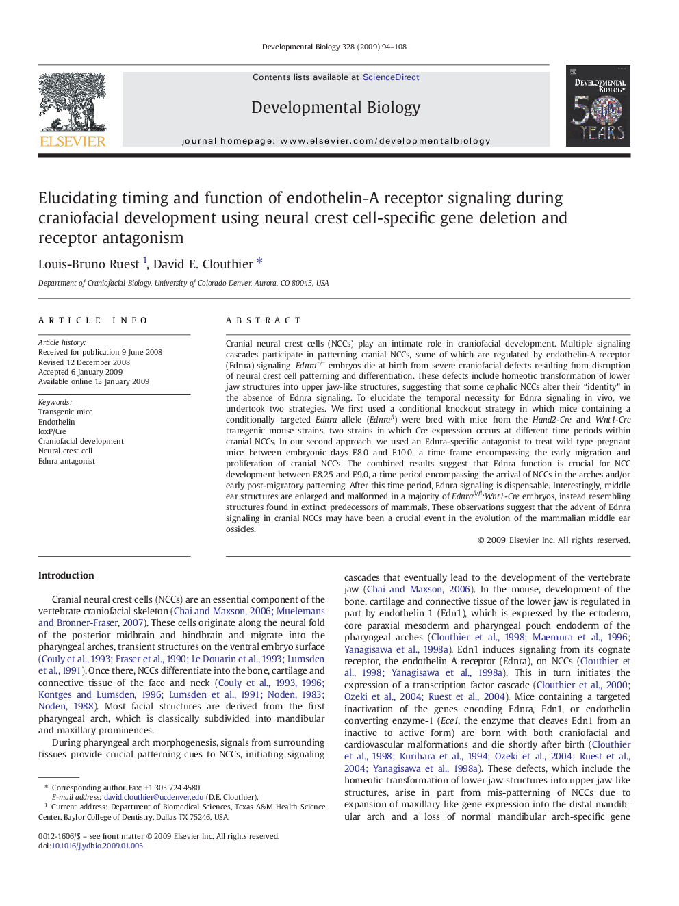 Elucidating timing and function of endothelin-A receptor signaling during craniofacial development using neural crest cell-specific gene deletion and receptor antagonism