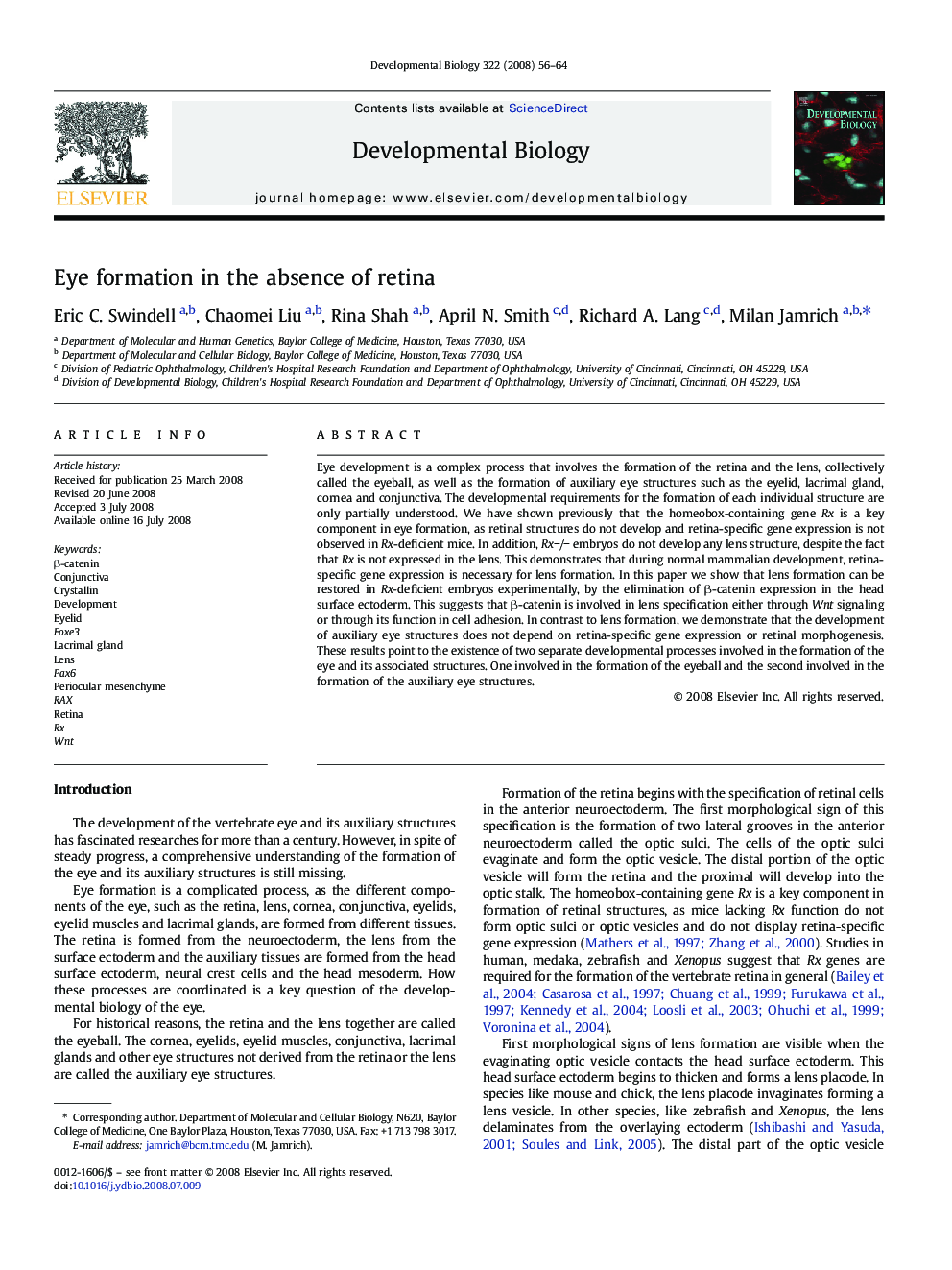 Eye formation in the absence of retina