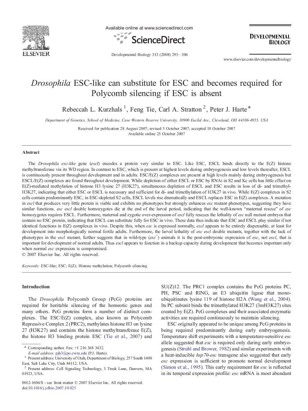 عکس صفحه اول مقاله: Drosophila ESC-like can substitute for ESC and becomes required for Polycomb silencing if ESC is absent Drosophila ESC-like can substitute for ESC and becomes required for Polycomb silencing if ESC is absent