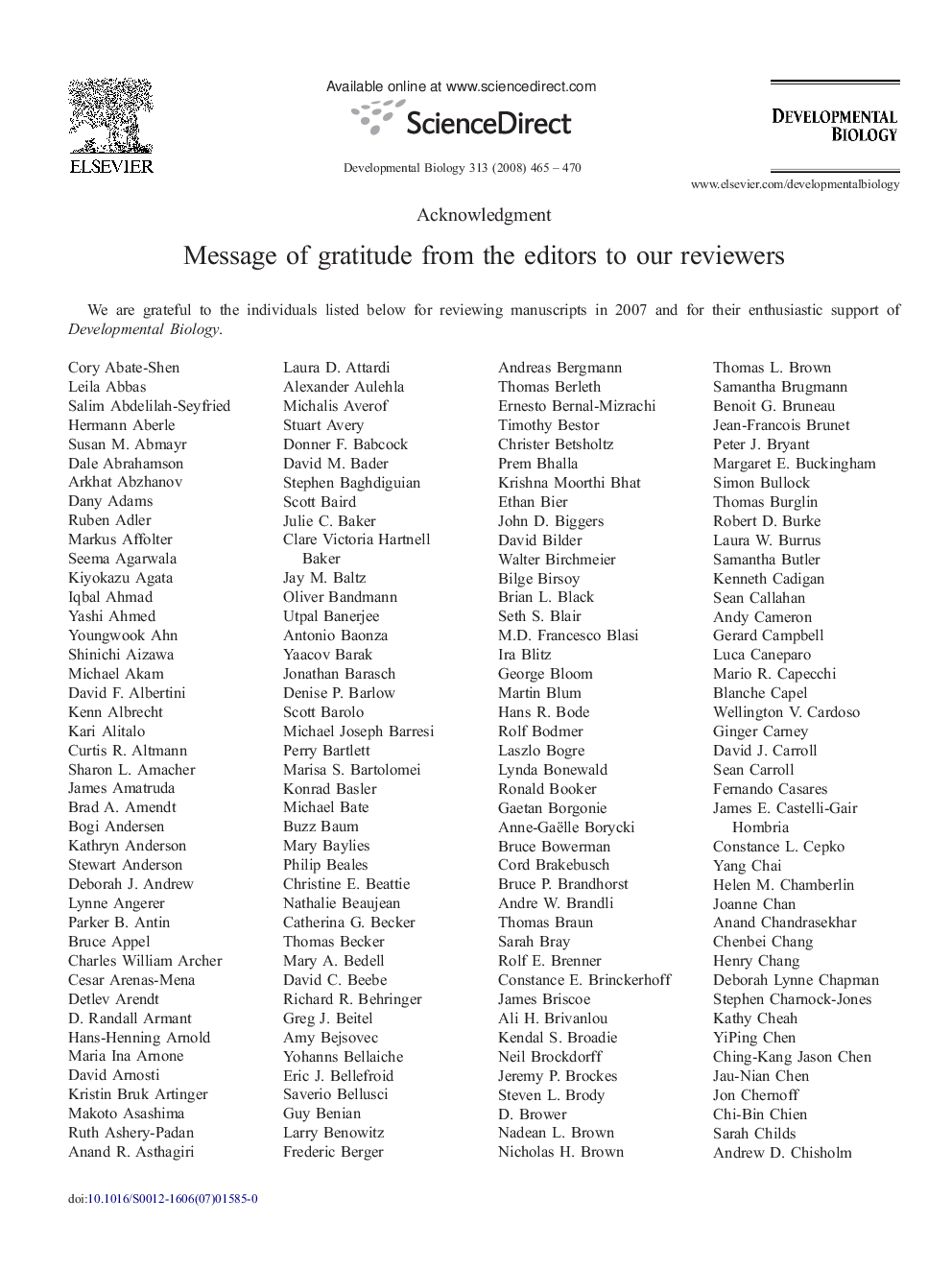 Reviewer Acknowledgment