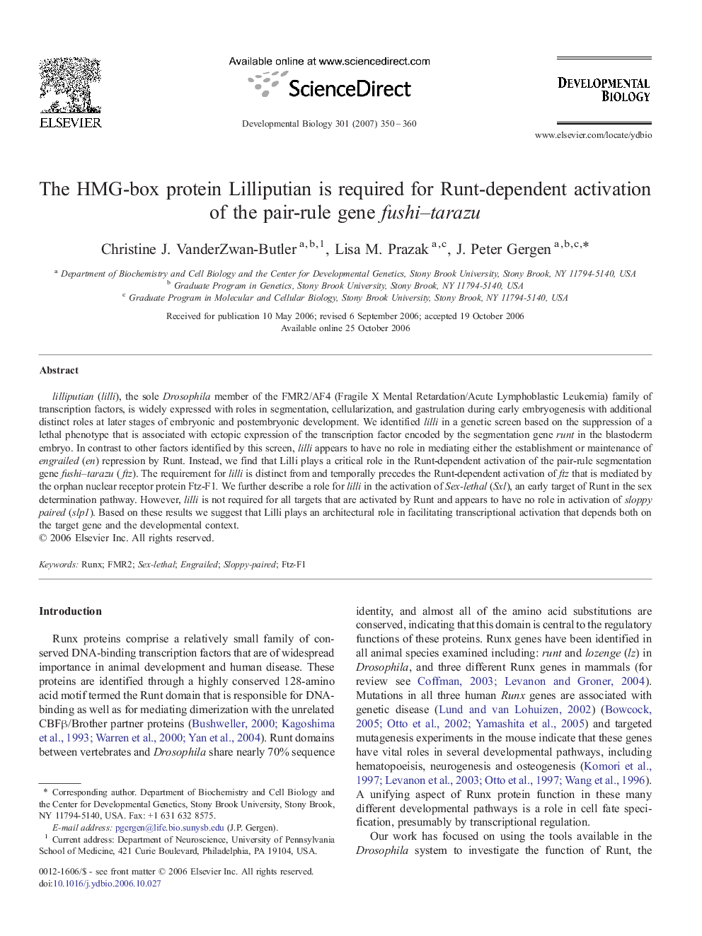 The HMG-box protein Lilliputian is required for Runt-dependent activation of the pair-rule gene fushi–tarazu