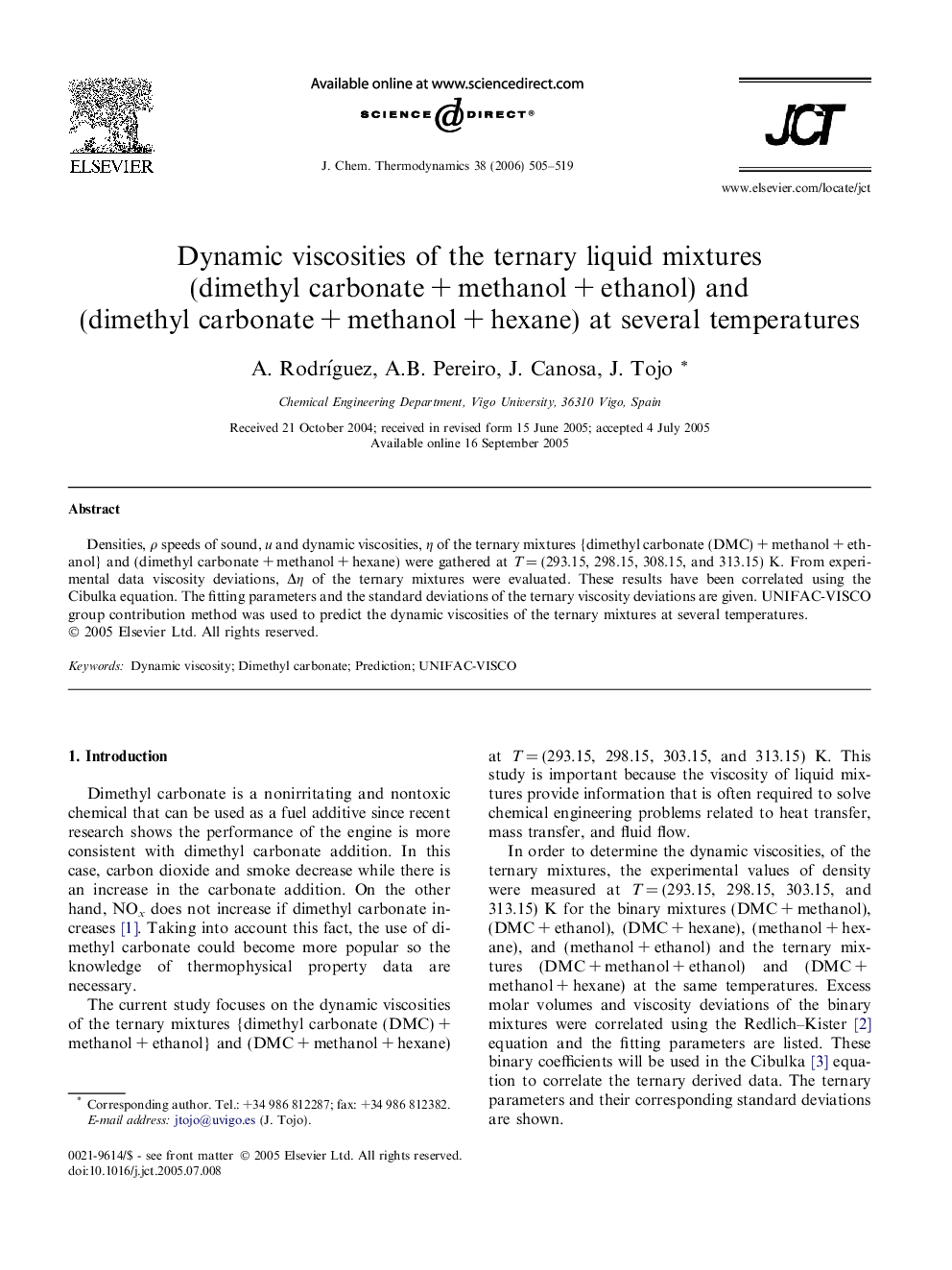 Dynamic viscosities of the ternary liquid mixtures (dimethyl carbonate + methanol + ethanol) and (dimethyl carbonate + methanol + hexane) at several temperatures