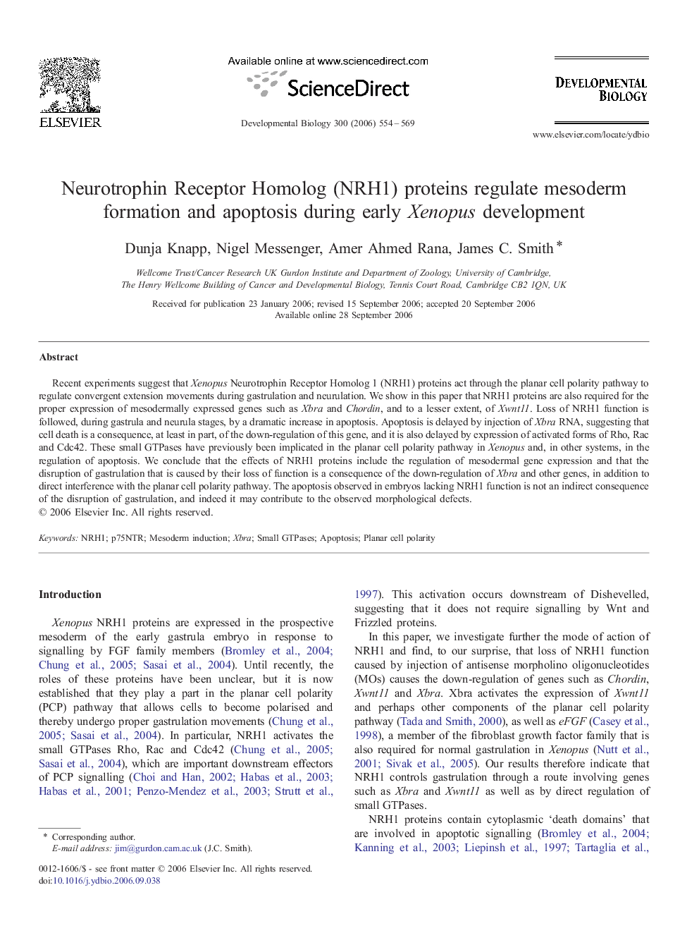 Neurotrophin Receptor Homolog (NRH1) proteins regulate mesoderm formation and apoptosis during early Xenopus development