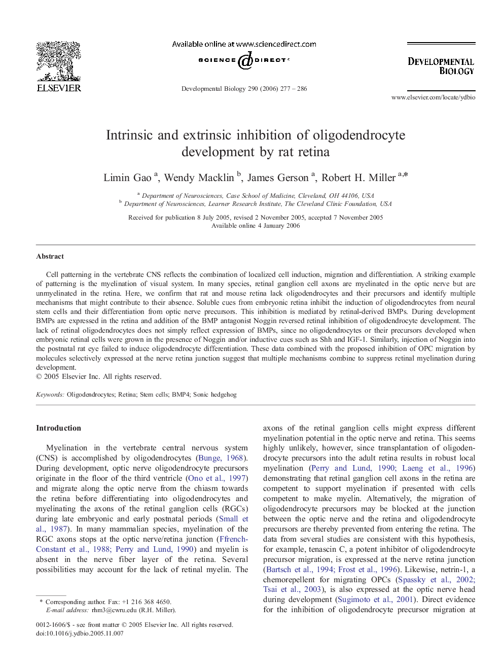 عکس صفحه اول مقاله: Intrinsic and extrinsic inhibition of oligodendrocyte development by rat retina Intrinsic and extrinsic inhibition of oligodendrocyte development by rat retina