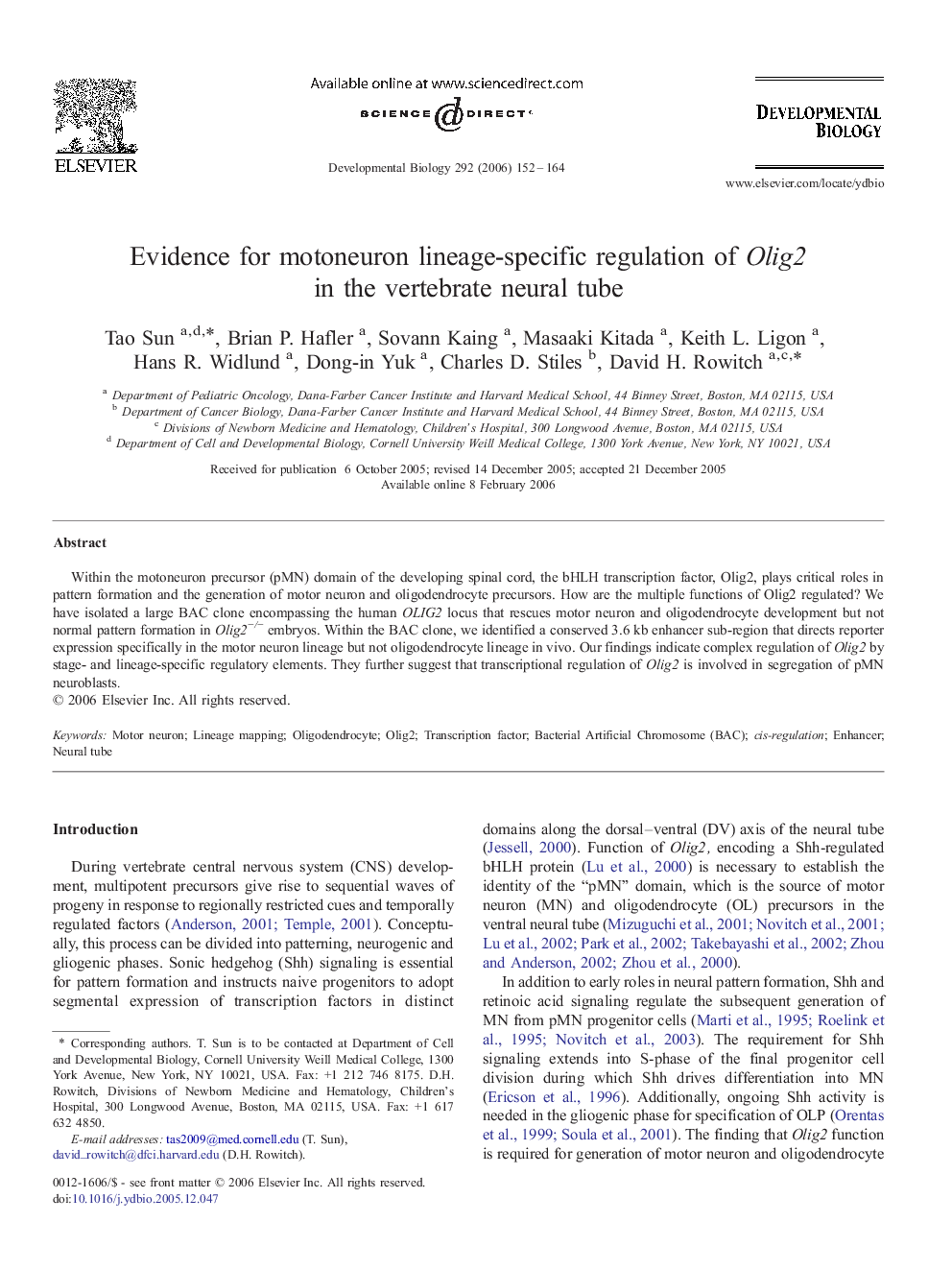عکس صفحه اول مقاله: Evidence for motoneuron lineage-specific regulation of Olig2 in the vertebrate neural tube Evidence for motoneuron lineage-specific regulation of Olig2 in the vertebrate neural tube