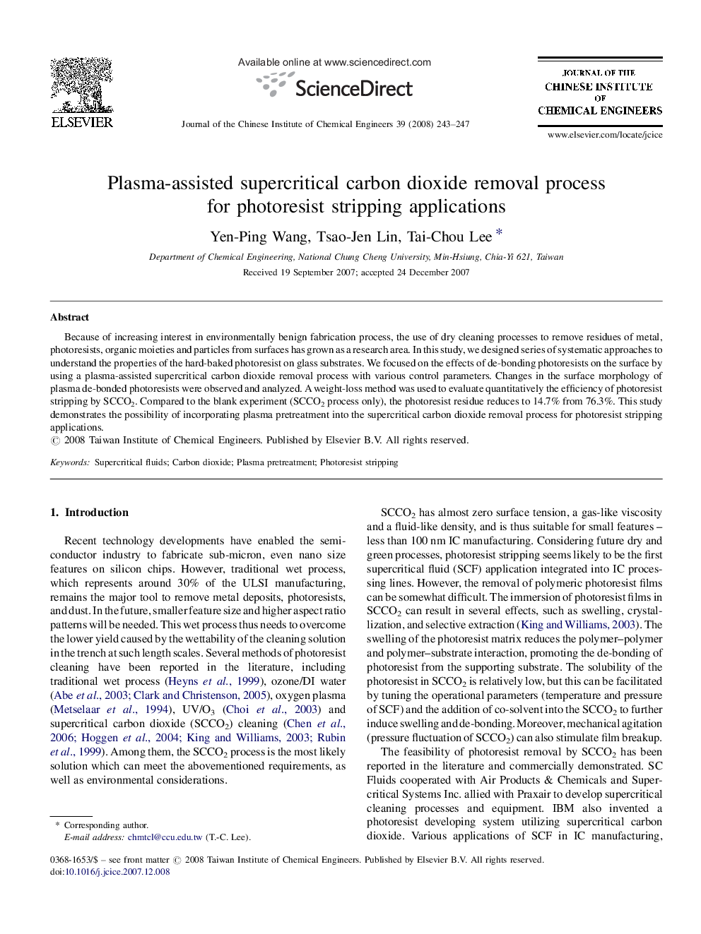 Plasma-assisted supercritical carbon dioxide removal process for photoresist stripping applications