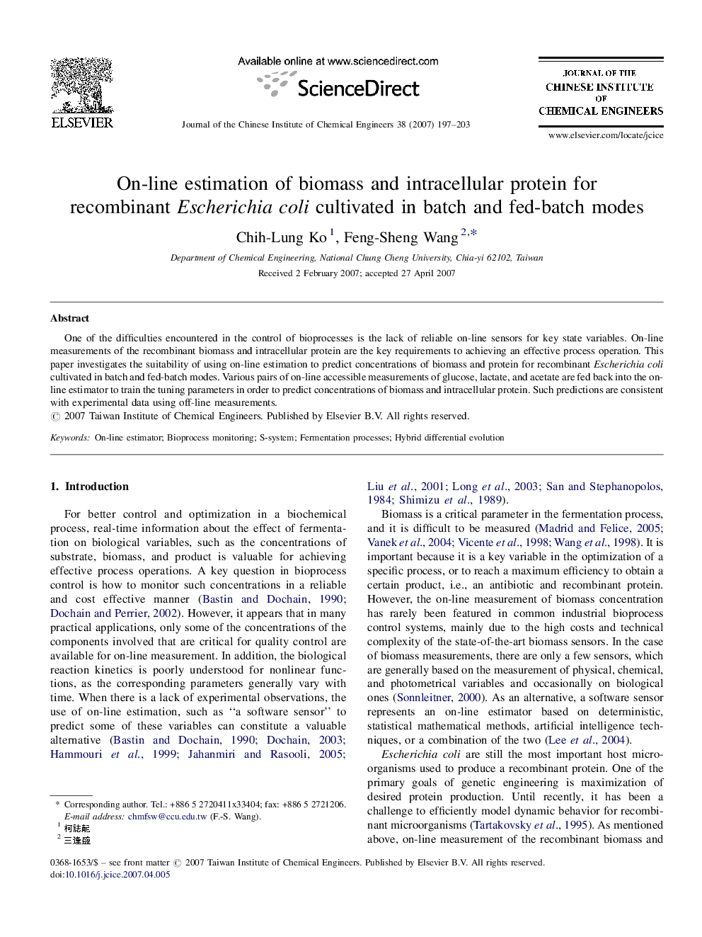 On-line estimation of biomass and intracellular protein for recombinant Escherichia coli cultivated in batch and fed-batch modes