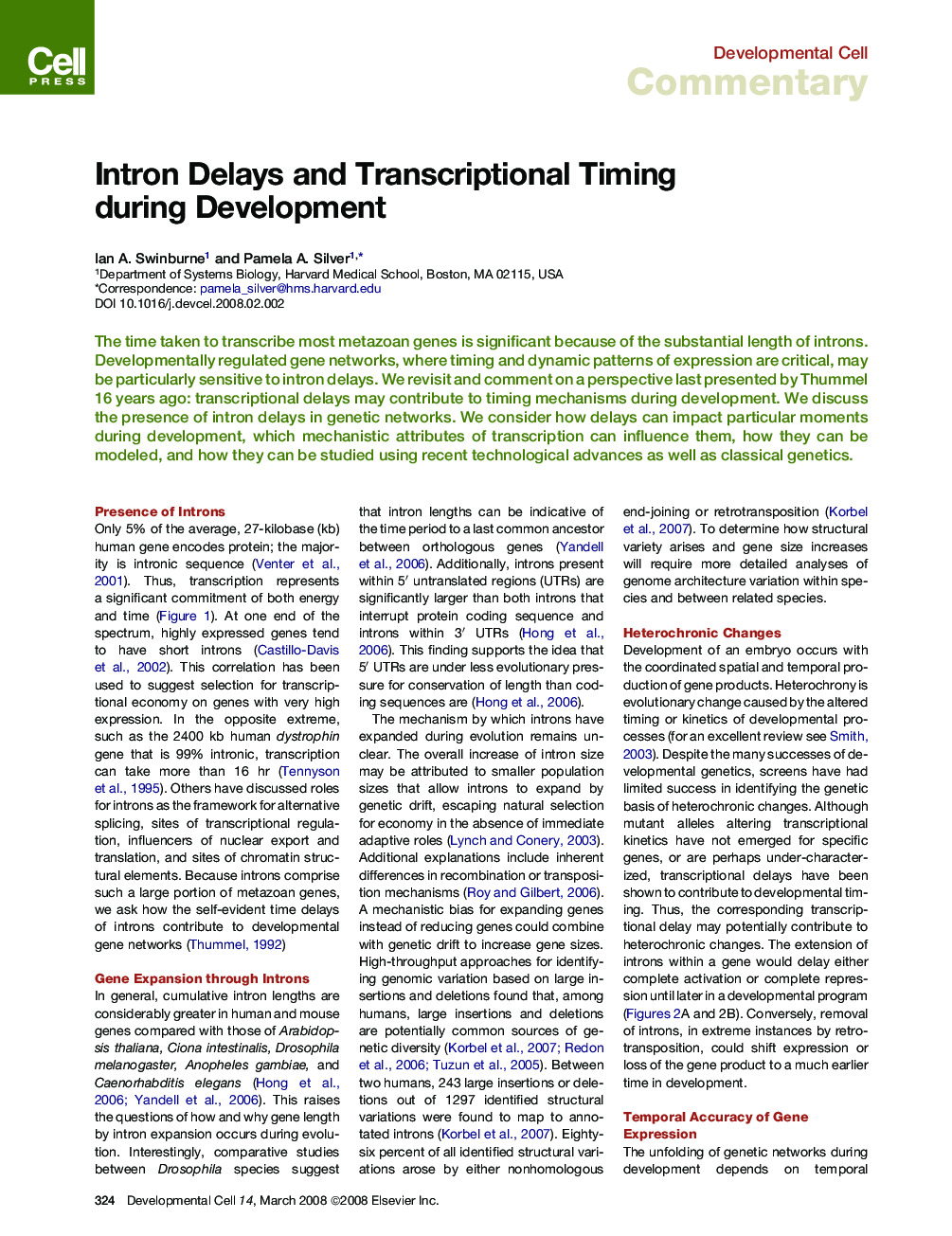 Intron Delays and Transcriptional Timing during Development