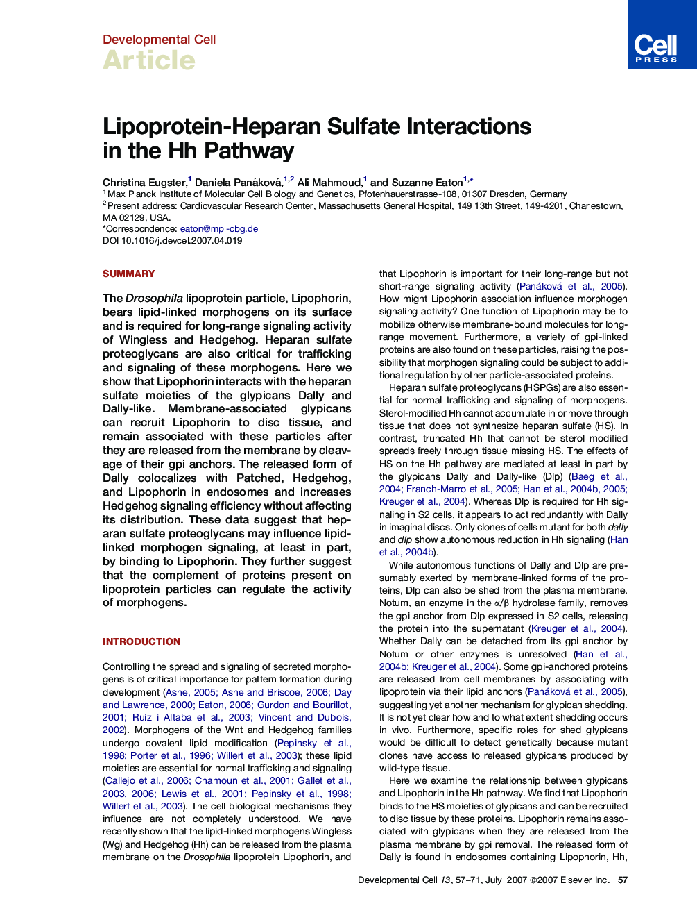 Lipoprotein-Heparan Sulfate Interactions in the Hh Pathway