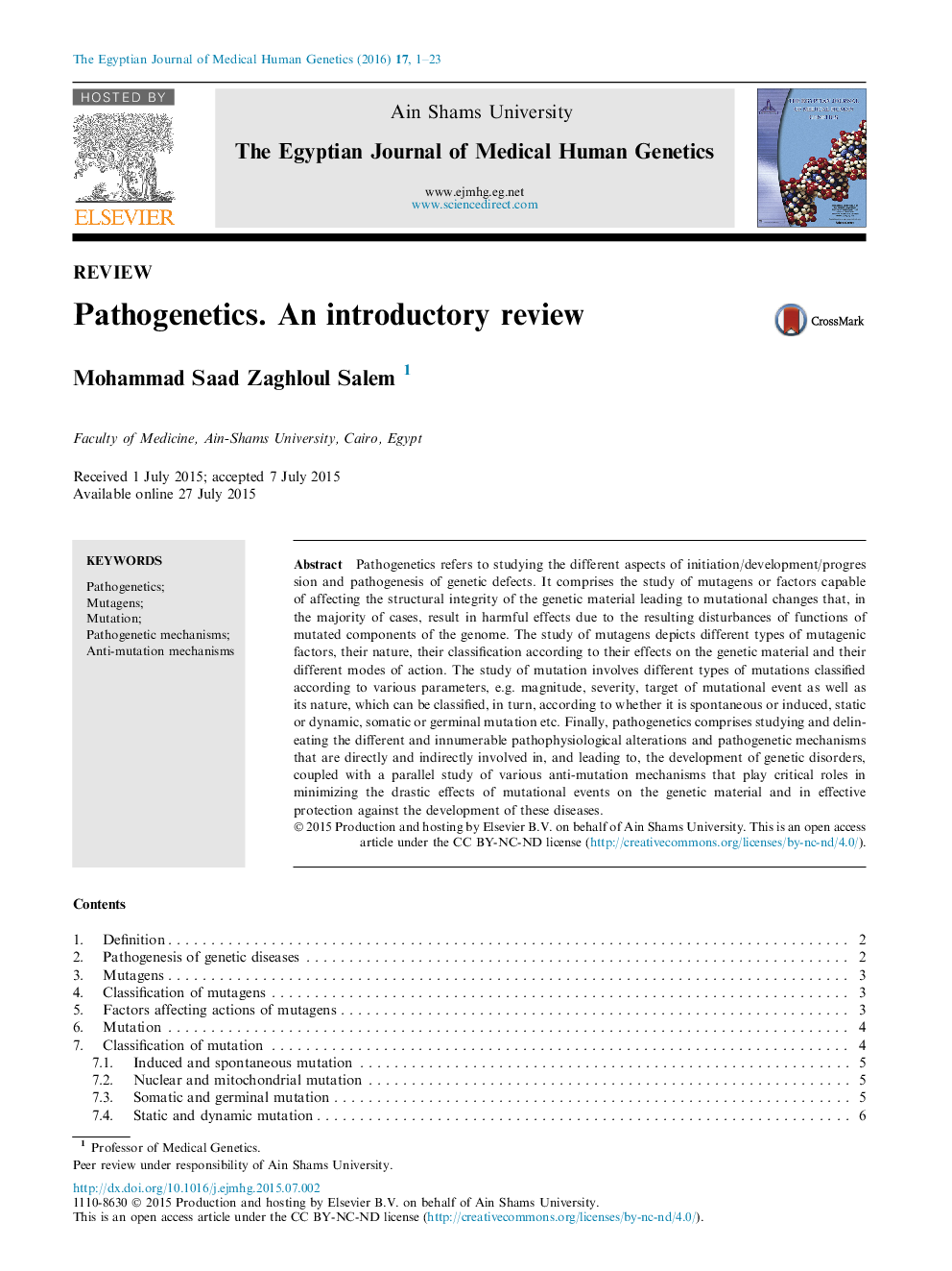 Pathogenetics. An introductory review 