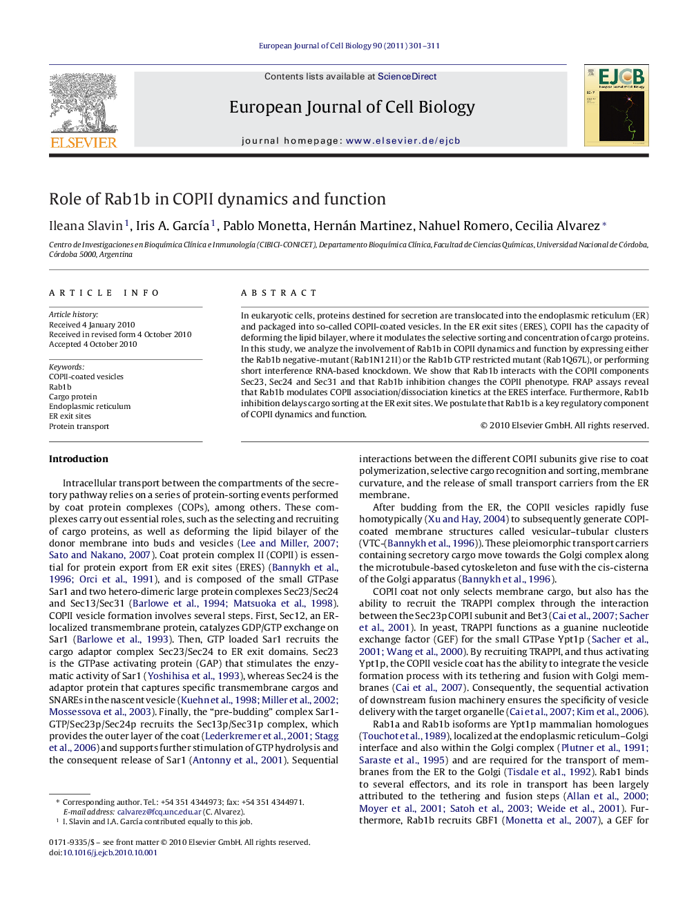 Role of Rab1b in COPII dynamics and function