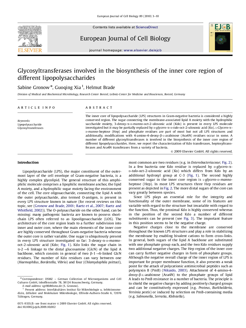 Glycosyltransferases involved in the biosynthesis of the inner core region of different lipopolysaccharides