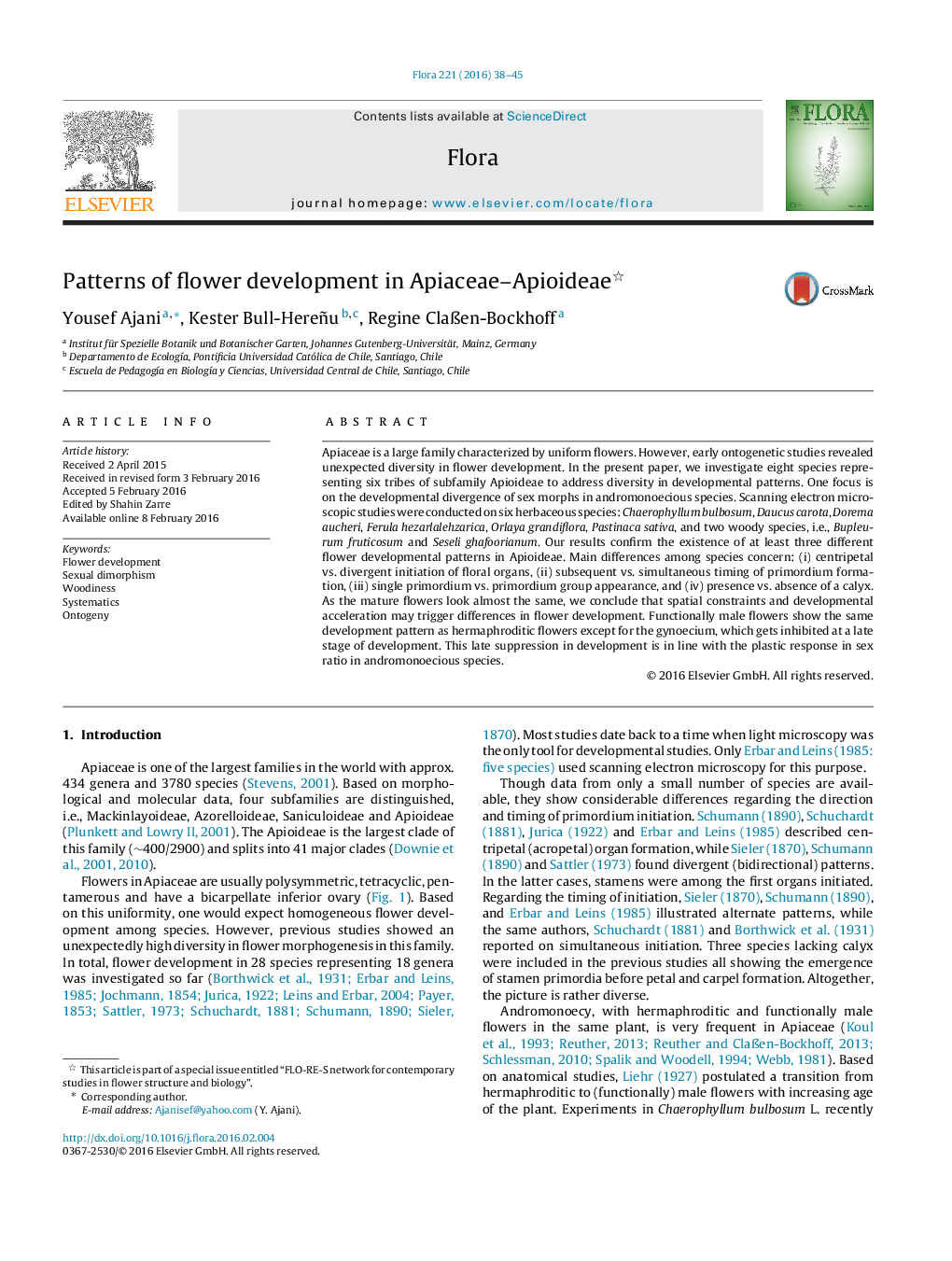 Patterns of flower development in Apiaceae–Apioideae 