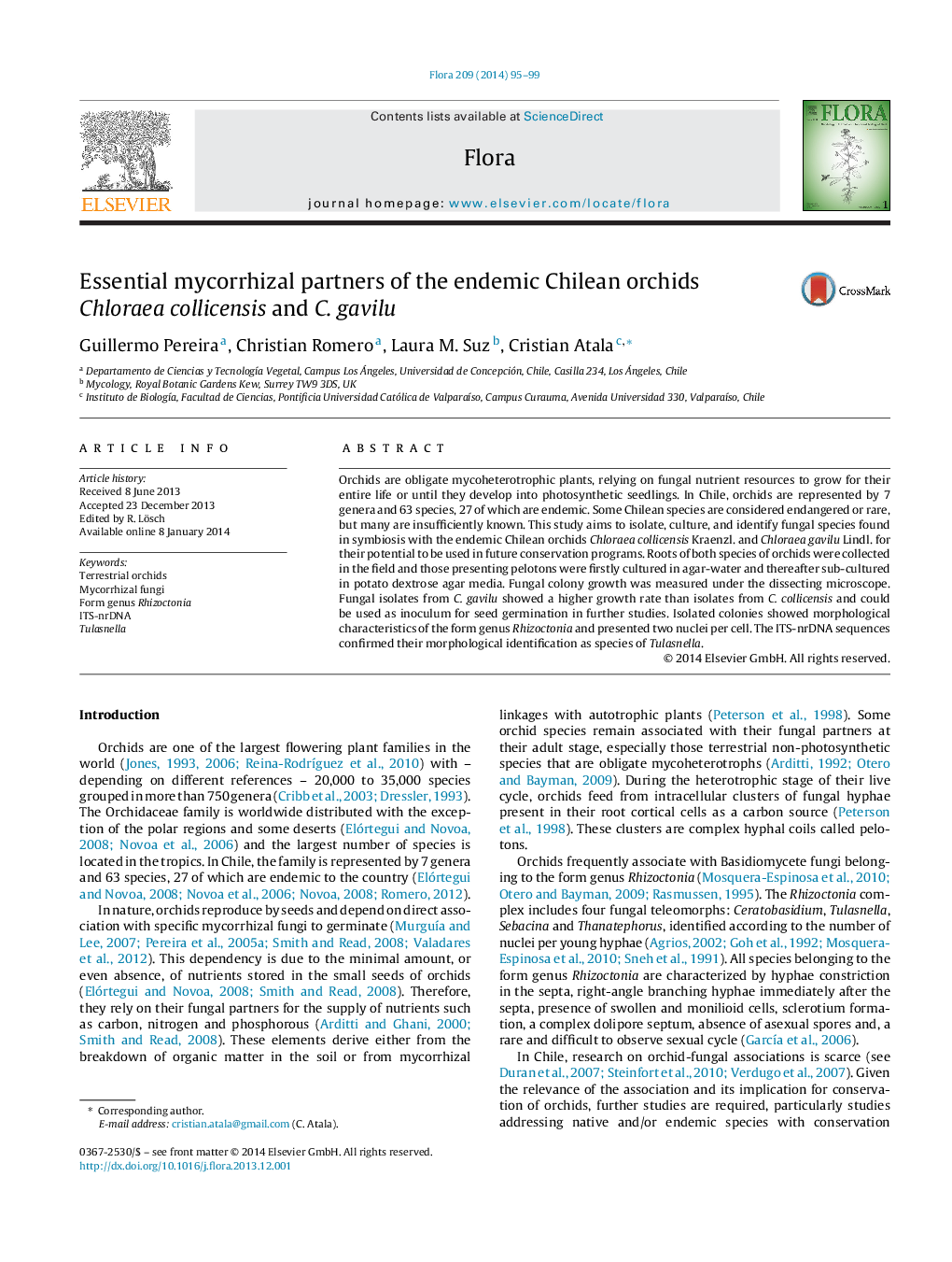 Essential mycorrhizal partners of the endemic Chilean orchids Chloraea collicensis and C. gavilu