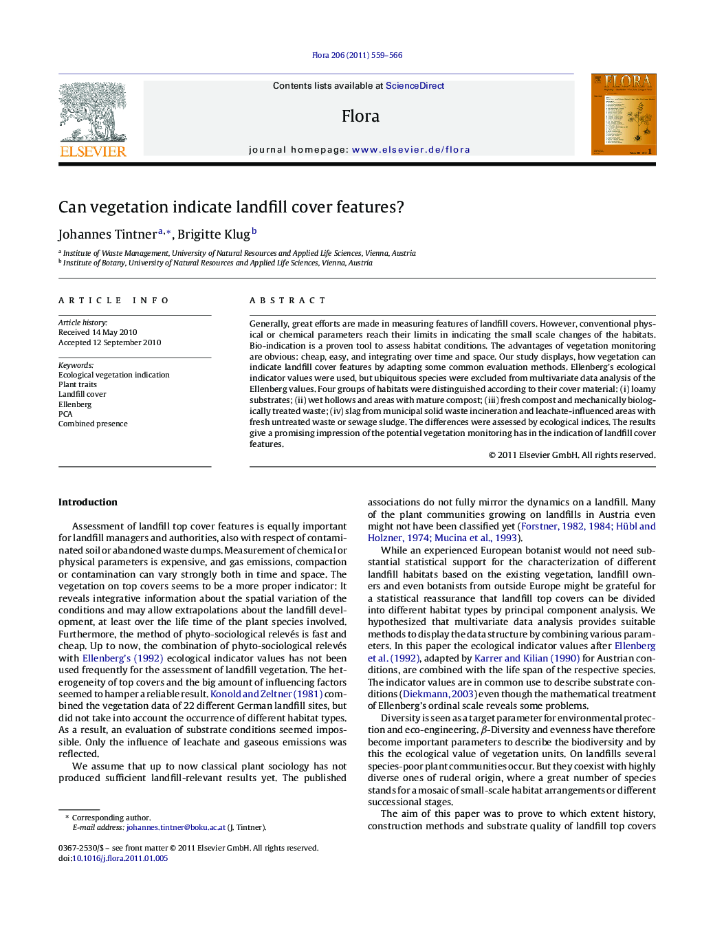 Can vegetation indicate landfill cover features?