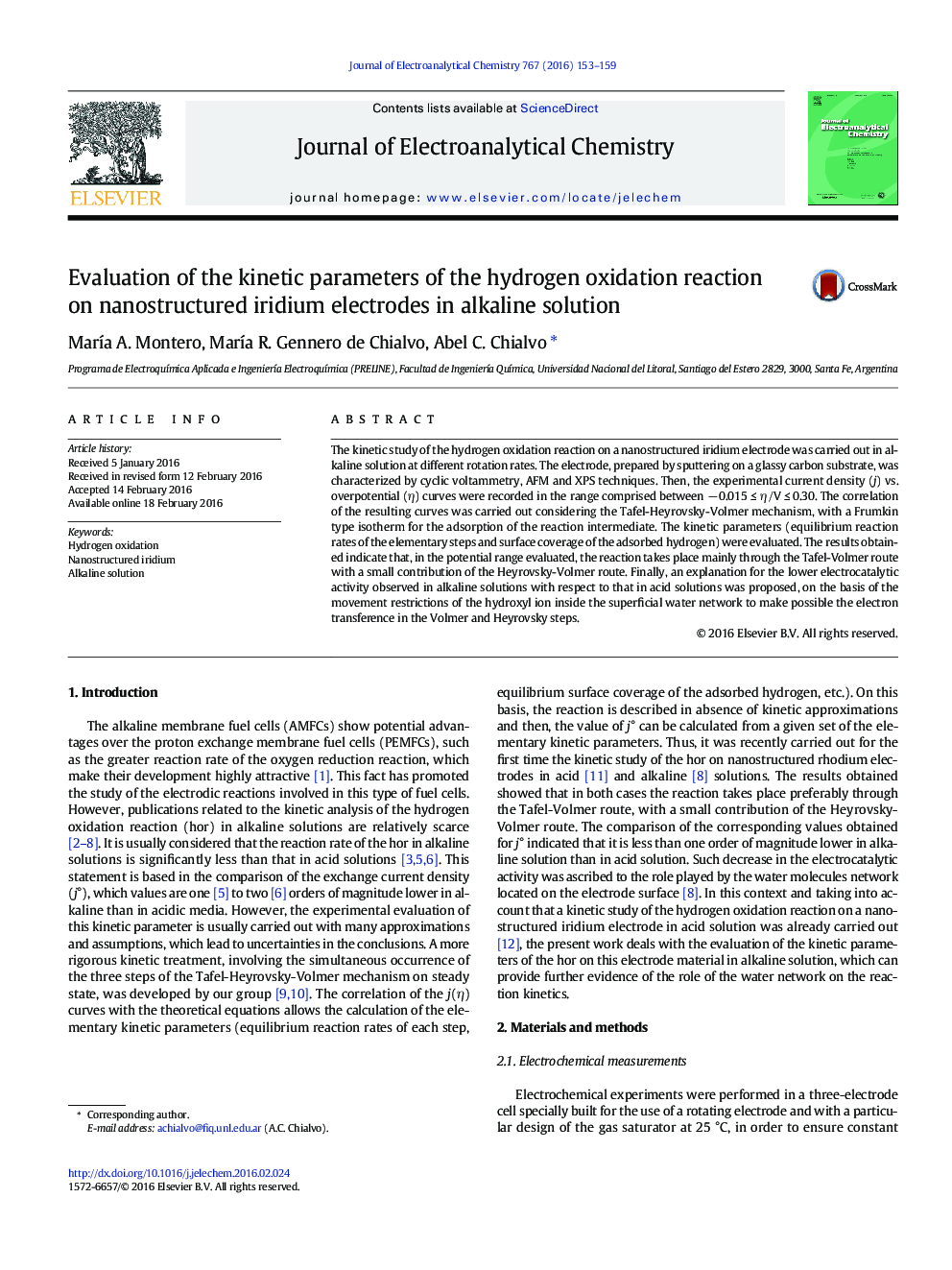 ارزیابی پارامترهای جنبشی واکنش اکسیداسیون هیدروژن بر روی الکترودهای نانو ساختار ایریدیوم در محلول قلیایی 