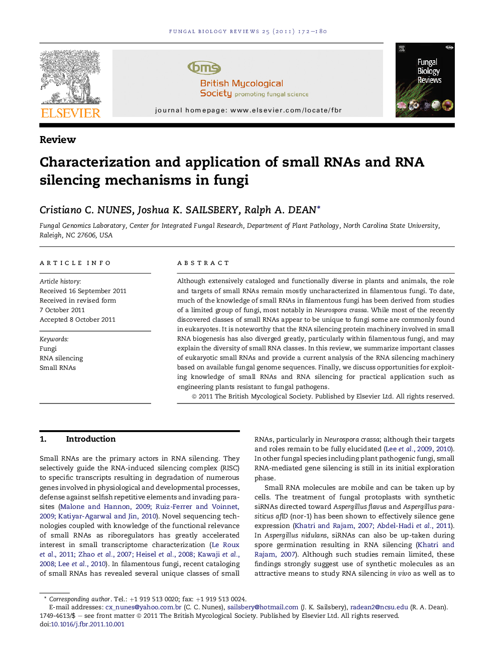 Characterization and application of small RNAs and RNA silencing mechanisms in fungi