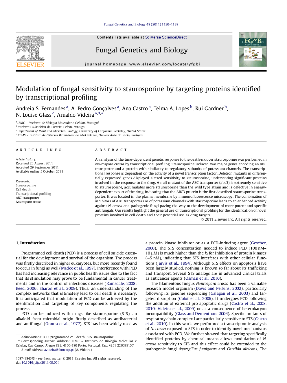 Modulation of fungal sensitivity to staurosporine by targeting proteins identified by transcriptional profiling