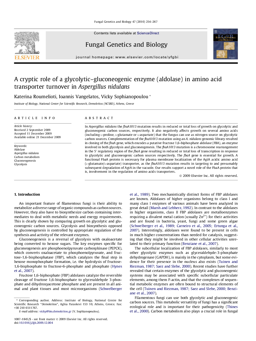 A cryptic role of a glycolytic–gluconeogenic enzyme (aldolase) in amino acid transporter turnover in Aspergillus nidulans