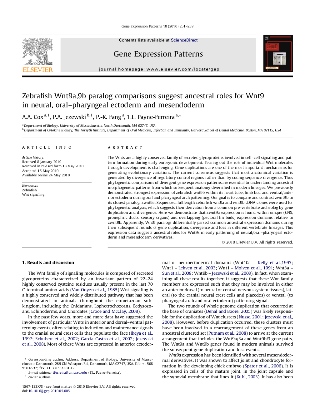 Zebrafish Wnt9a,9b paralog comparisons suggest ancestral roles for Wnt9 in neural, oral–pharyngeal ectoderm and mesendoderm