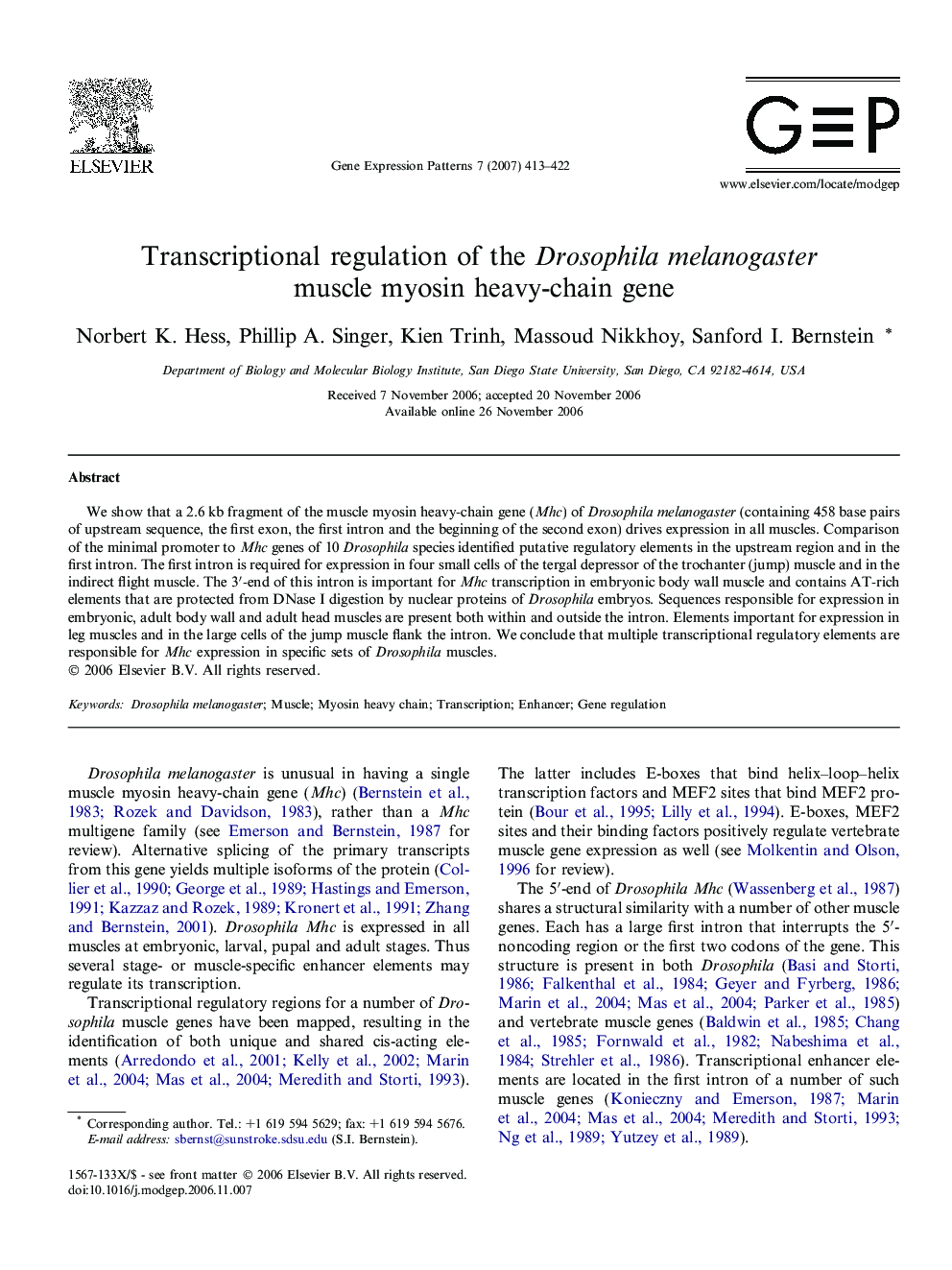 Transcriptional regulation of the Drosophila melanogaster muscle myosin heavy-chain gene