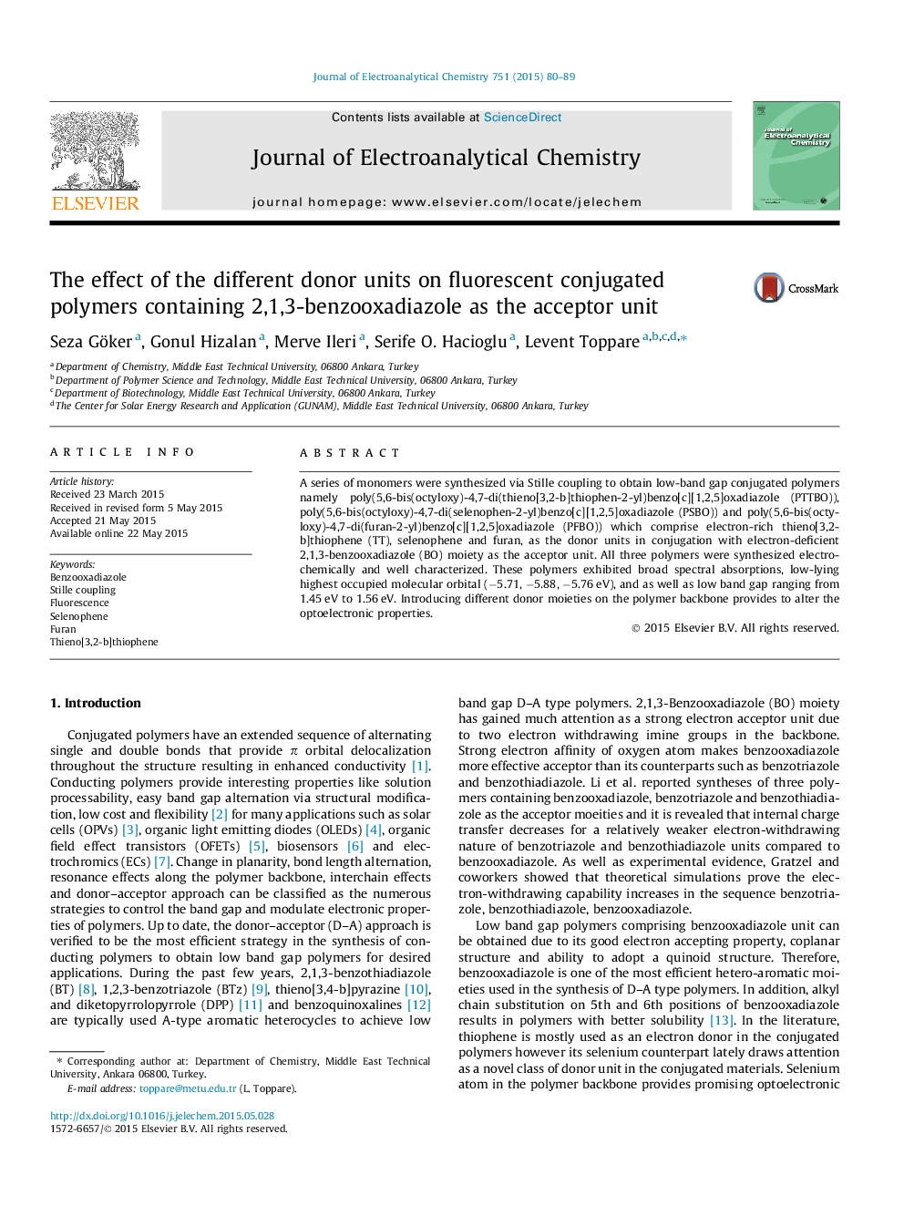 تأثیر واحدهای اهدا کننده مختلف بر روی پلیمرهای کانولاسیون فلورسنت حاوی 2،1،3-بنزوواکادیاازول به عنوان واحدهای پذیرنده 