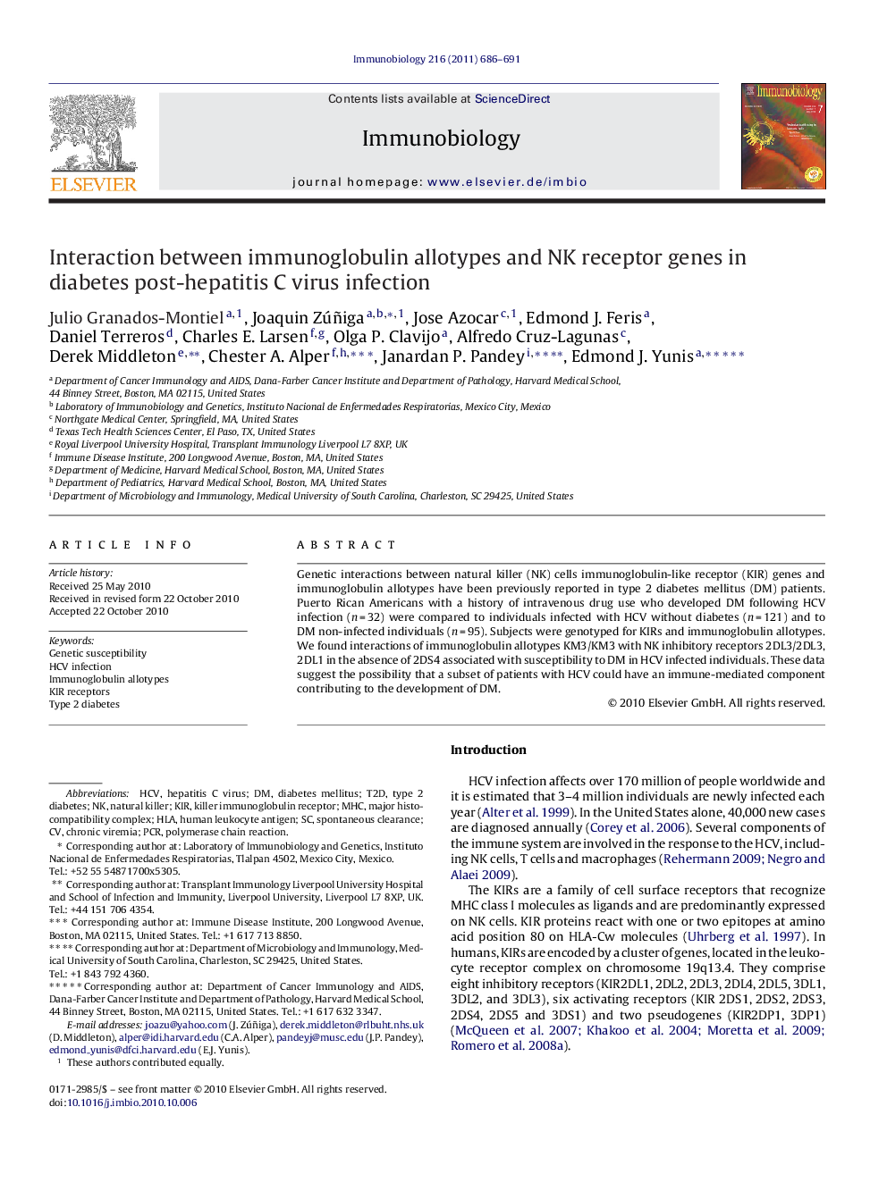 Interaction between immunoglobulin allotypes and NK receptor genes in diabetes post-hepatitis C virus infection