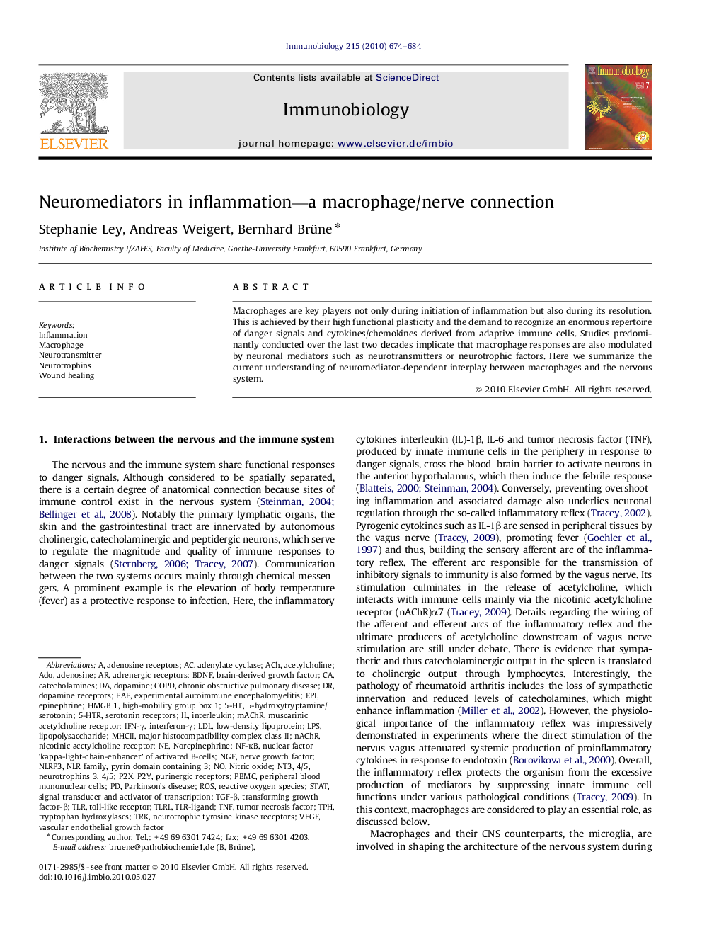 Neuromediators in inflammation—a macrophage/nerve connection