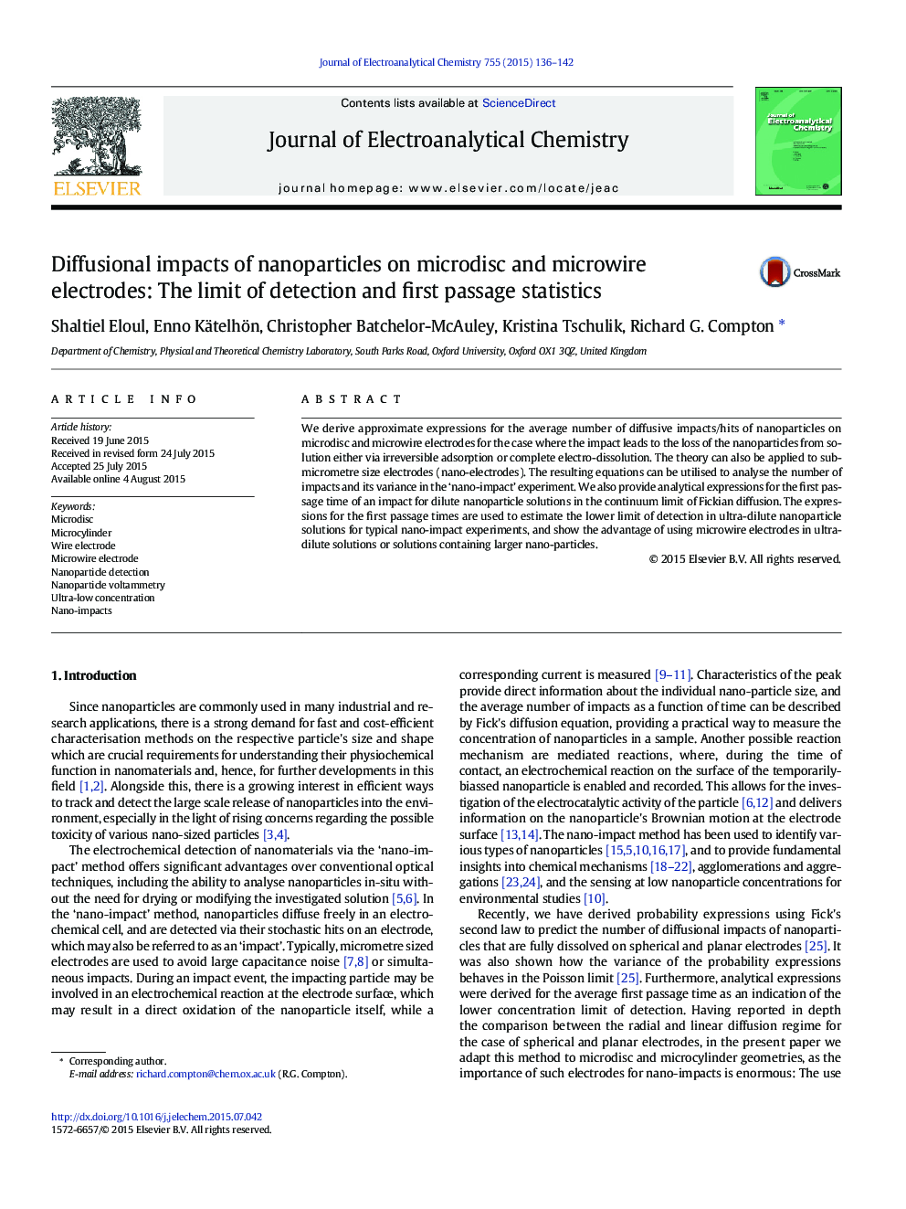 Diffusional impacts of nanoparticles on microdisc and microwire electrodes: The limit of detection and first passage statistics