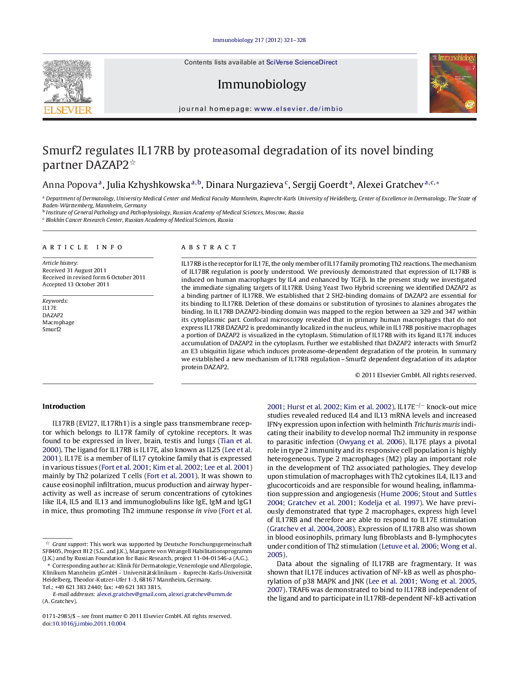 Smurf2 regulates IL17RB by proteasomal degradation of its novel binding partner DAZAP2 