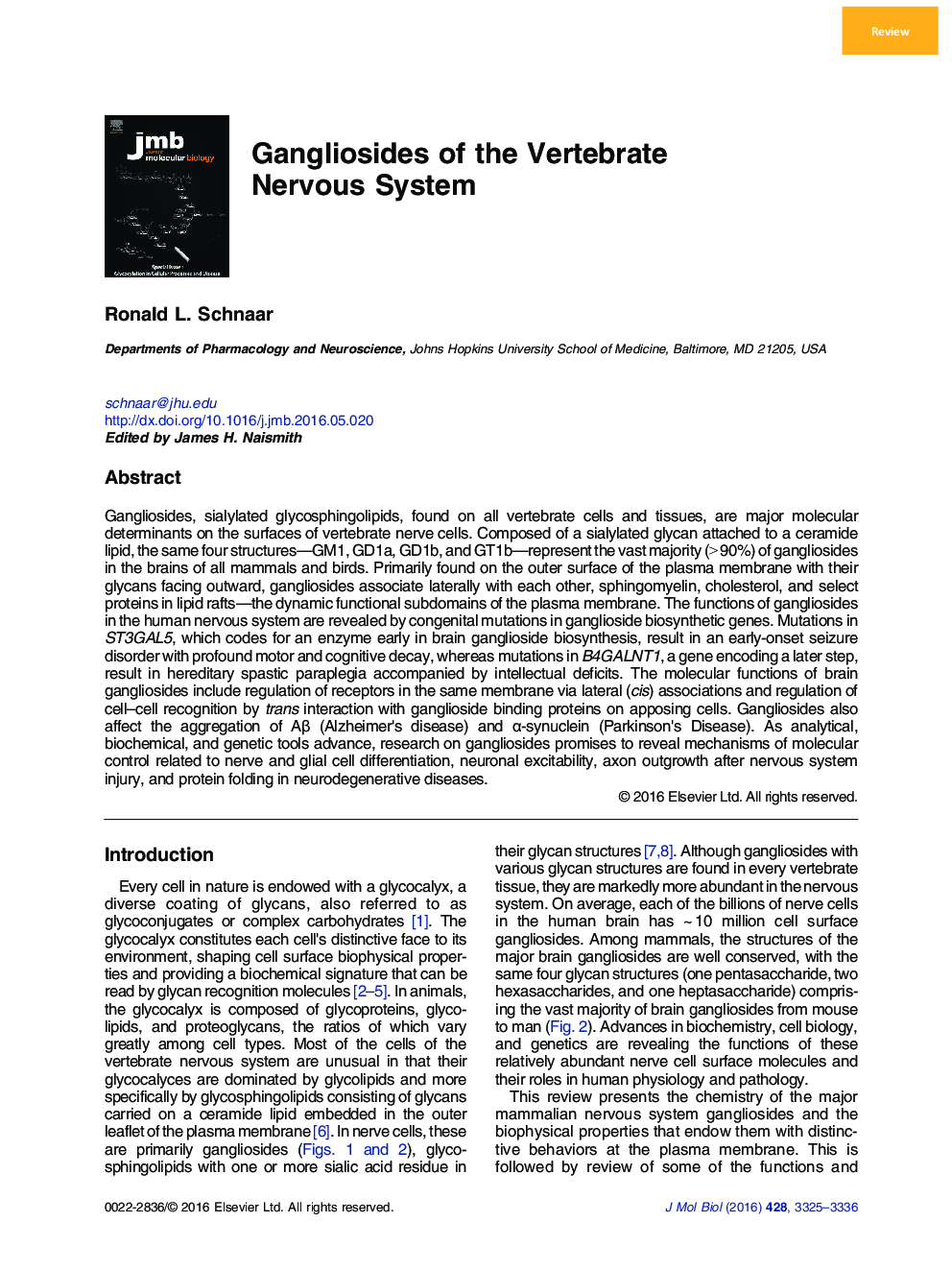 Gangliosides of the Vertebrate Nervous System