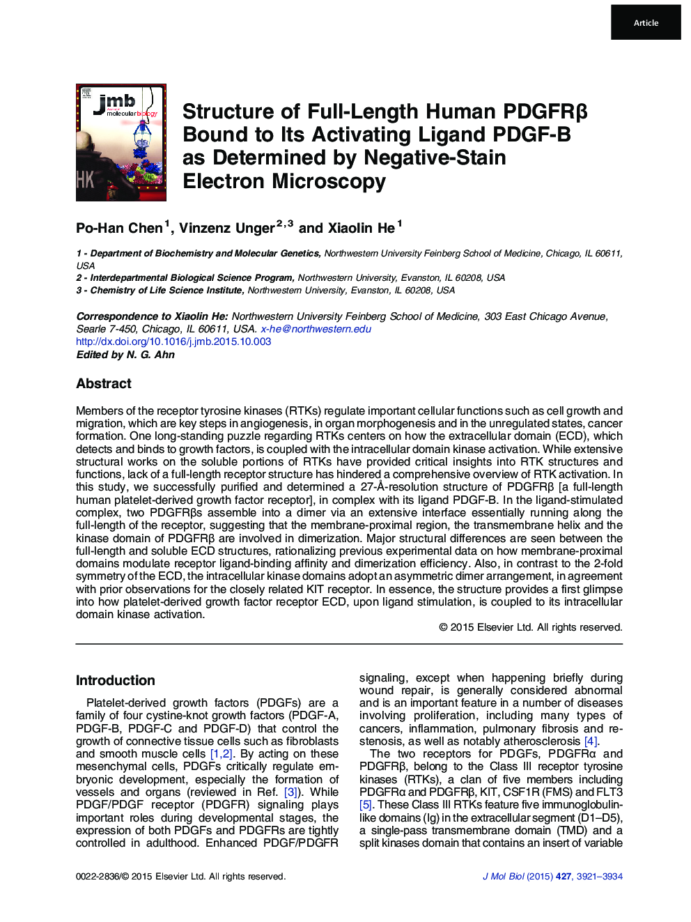 Structure of Full-Length Human PDGFRβ Bound to Its Activating Ligand PDGF-B as Determined by Negative-Stain Electron Microscopy