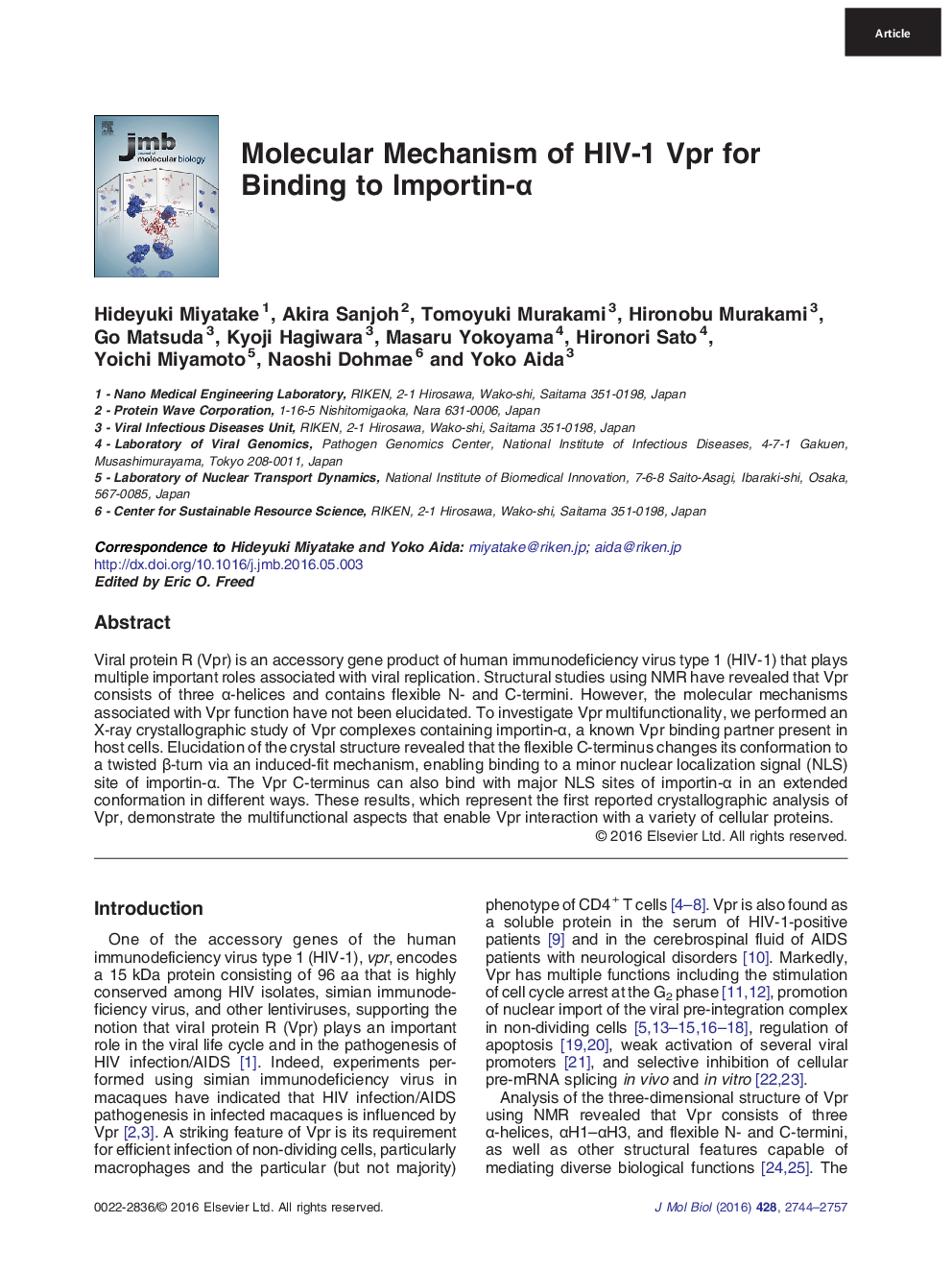 Molecular Mechanism of HIV-1 Vpr for Binding to Importin-α