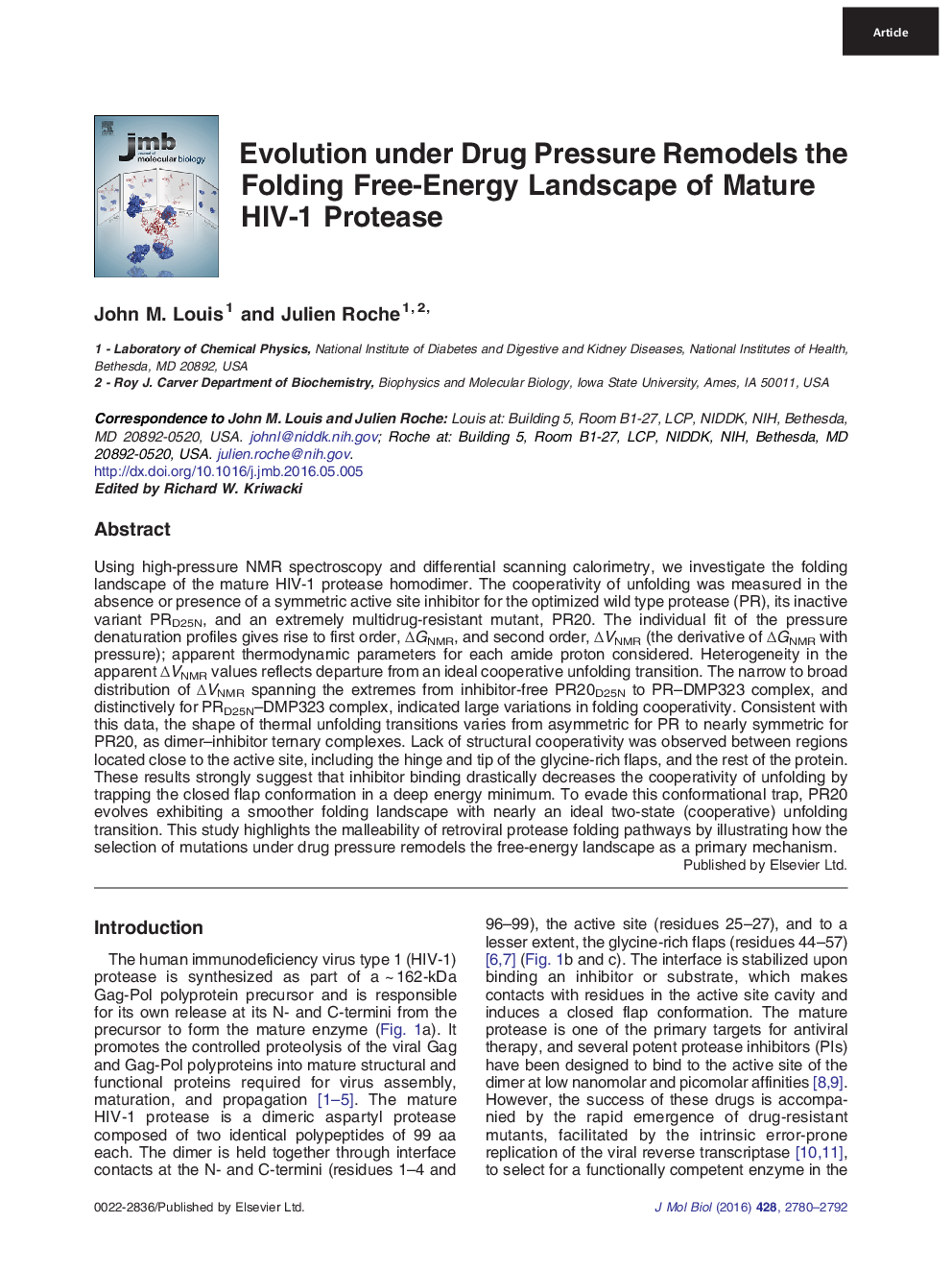 Evolution under Drug Pressure Remodels the Folding Free-Energy Landscape of Mature HIV-1 Protease