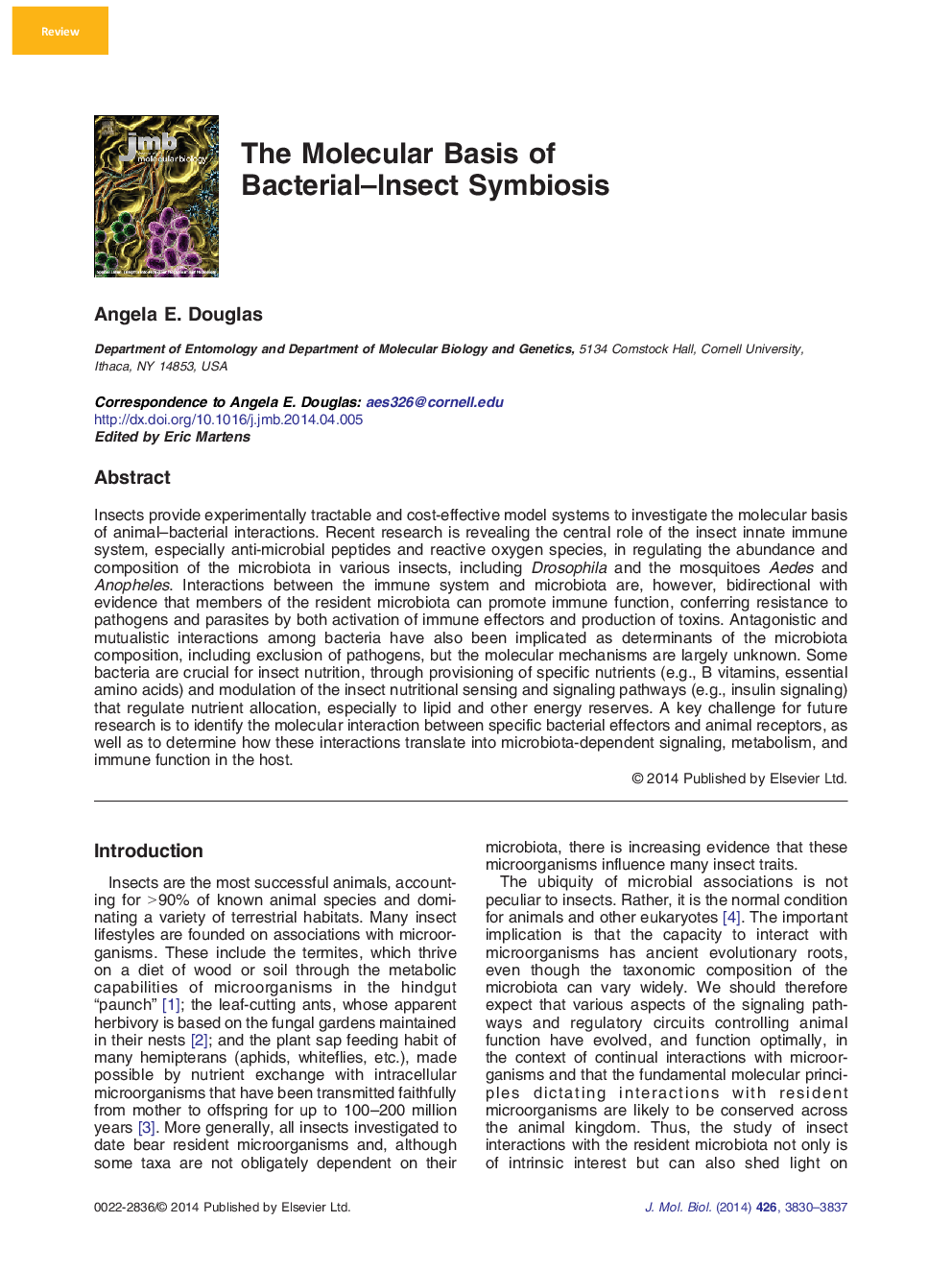 The Molecular Basis of Bacterial–Insect Symbiosis